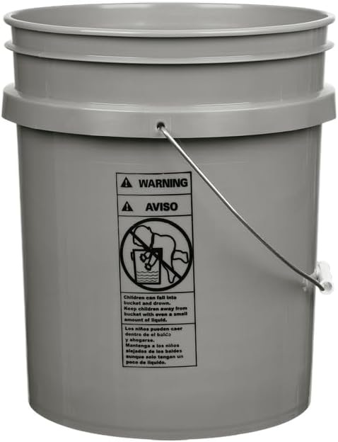 House Naturals 5 Gallon Premium HPDE Plastic Bucket - Made in USA Food Grade Storage Container, BPA Free All Purpose Pail (1, Gray)