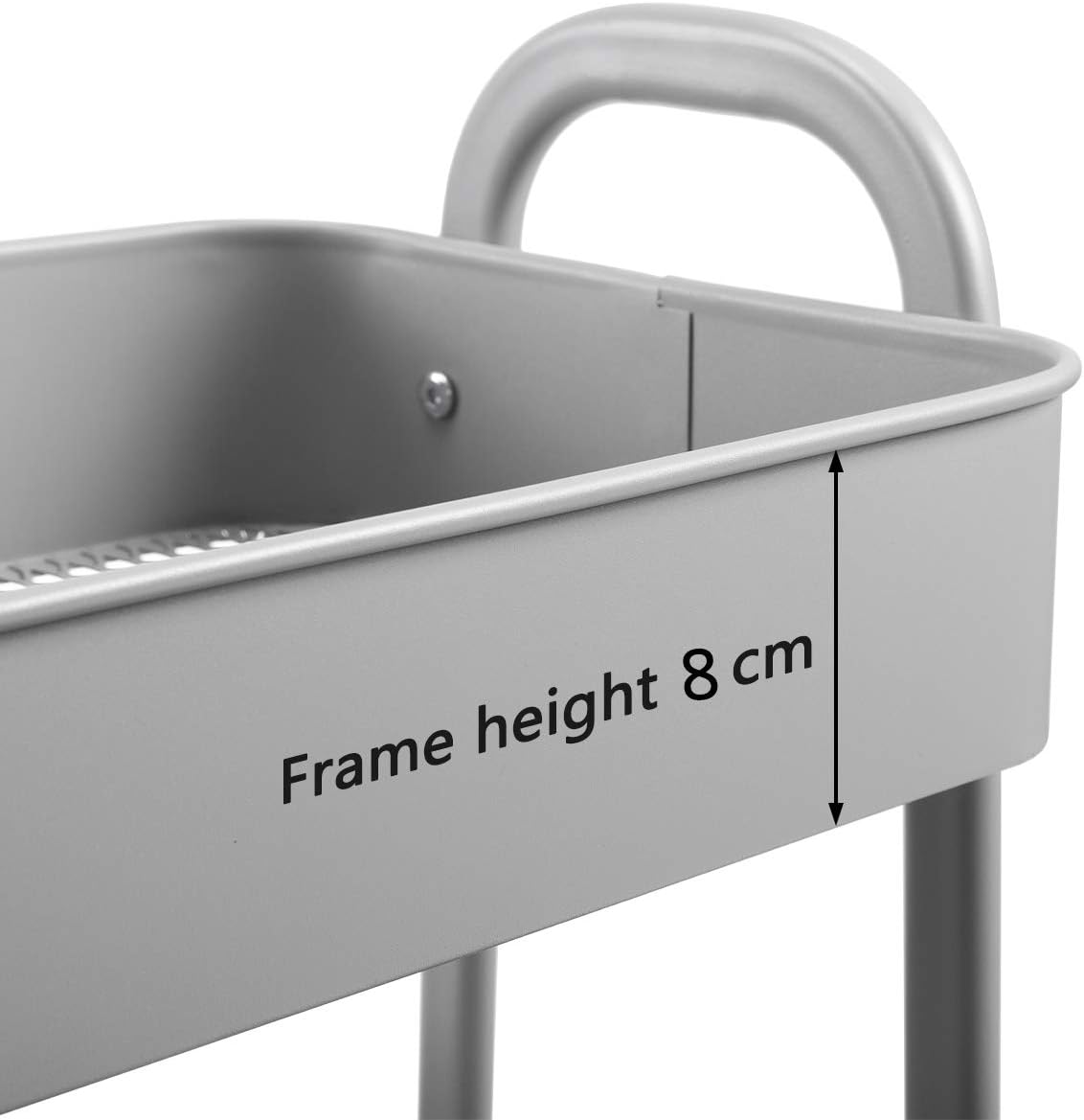 AGTEK Makeup Cart, Movable Rolling Organizer Cart, 3 Tier Metal Utility Cart, Grey