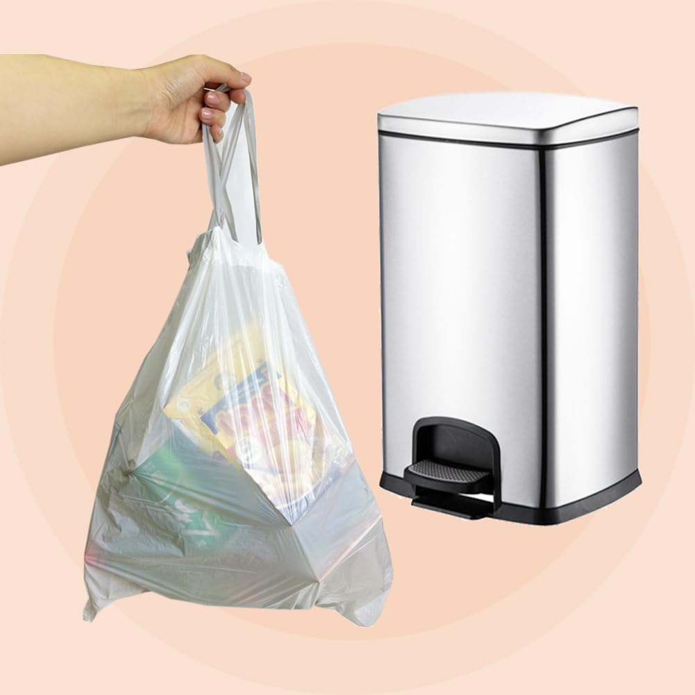 8 Gallon Trash-Bags Drawstring Kitchen-Garbage-Bag Unscented - White Plastic 54 Count Recyclable Restroom Liners Strong Compactor Can Tall Large Recycle Waste Basket Inwaysin