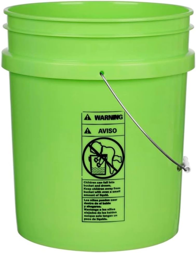 House Naturals 5 Gallon Premium HPDE Plastic Bucket - Made in USA Food Grade Storage Container, BPA Free All Purpose Pail (5, Lime)