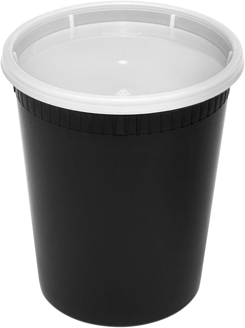 Karat [32oz - 240 ct Black PP Injection Molded Round Deli Containers with Lids (FP-IMDC32-PPB)