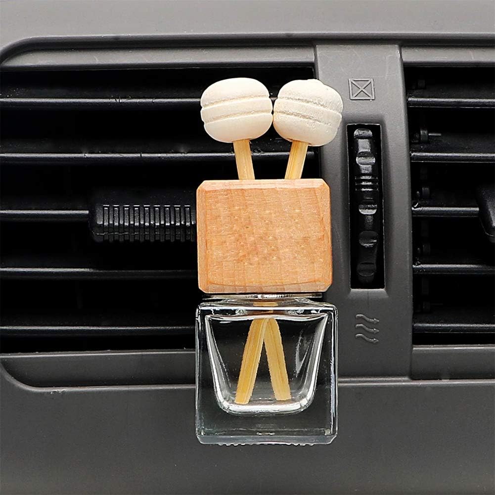 10 Pack,8ml Clear Glass Car Air Freshener Perfume Clip Diffuser,Empty Essential Oil Perfume Vials Diffuser Vent Outlet,Thick Glass Ornament With Wooden Caps,FREE Funnel,Dropper