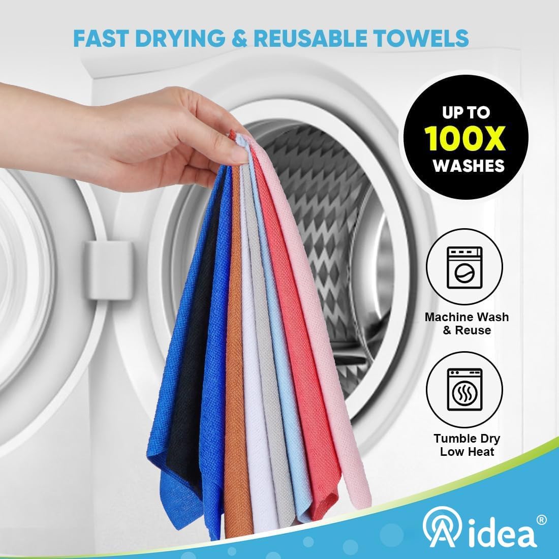 AIDEA Microfiber Cleaning Cloth Roll 55 Sheets, Black Microfiber Towels for Cars, Shop Rags Washable, Cleaning Rags Reusable Paper Towels for Automotive, Workshops, House, Cleaning Supplies 11×9"