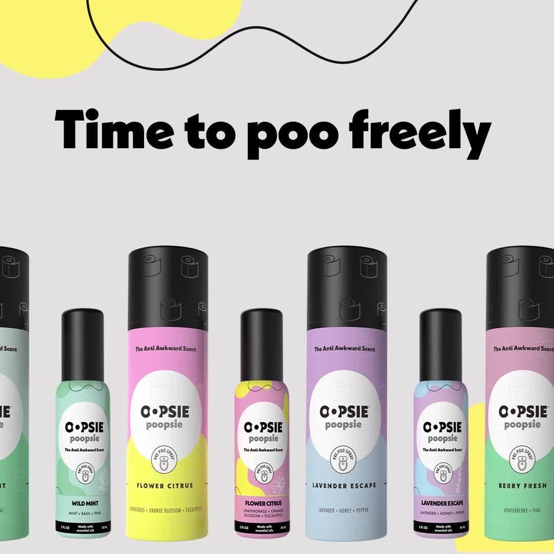 Oopsie Poopsie Pre GO toilet spray, discreet & portable original Pre-poo spray to use on the go. Assorted scents Lemon/Morning Shower Fresh Toilet Odor Eliminator 2oz bottle Gift Set 2 pack