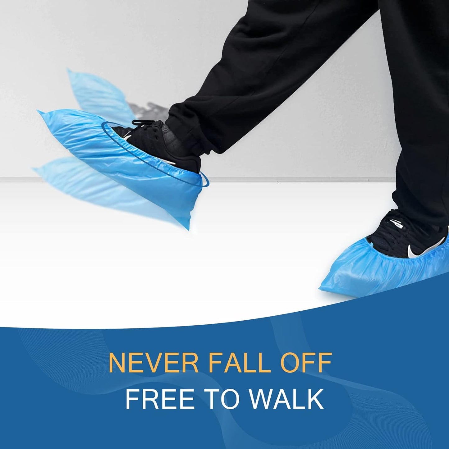 Hitituto Shoe Covers Disposable Non-slip for Indoors -200 Pieces (100 Pairs) Waterproof Premium CPE Booties Shoes Protectors Coverings, fits up to size 11 US Men and 13 US Women, Blue, Large