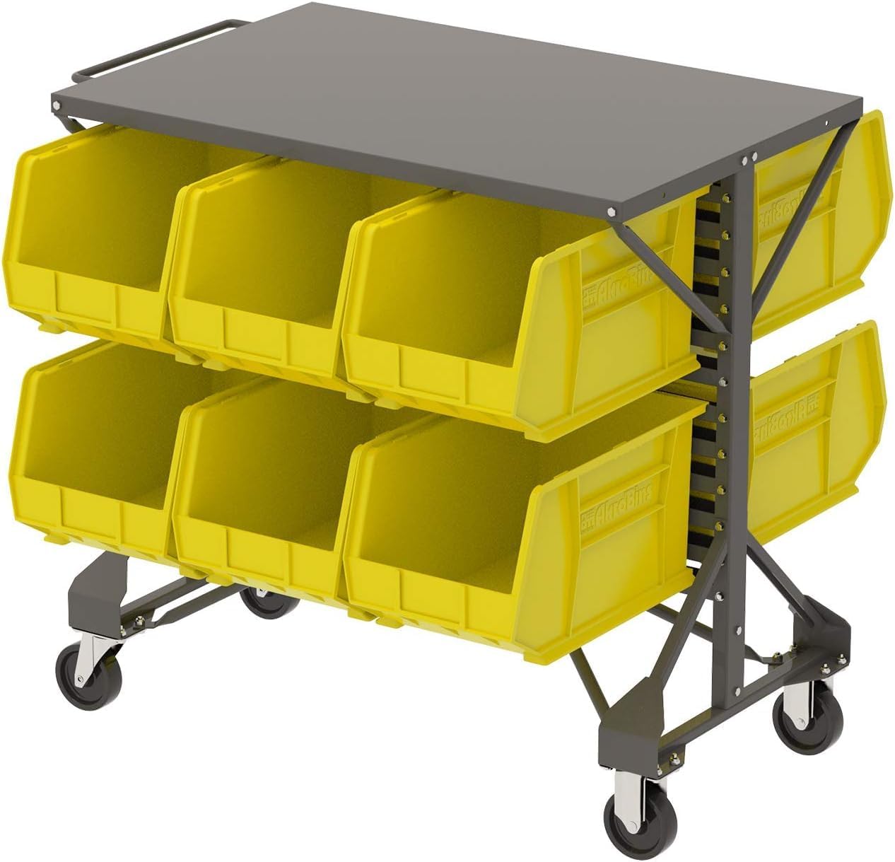 Akro-Mils 30260 AkroBins Plastic Storage Bins, Space-Saving Stackable Bins for Garage, Pantry, Craft Organization, 18" x 11" x 10", Stone, 6-Pack