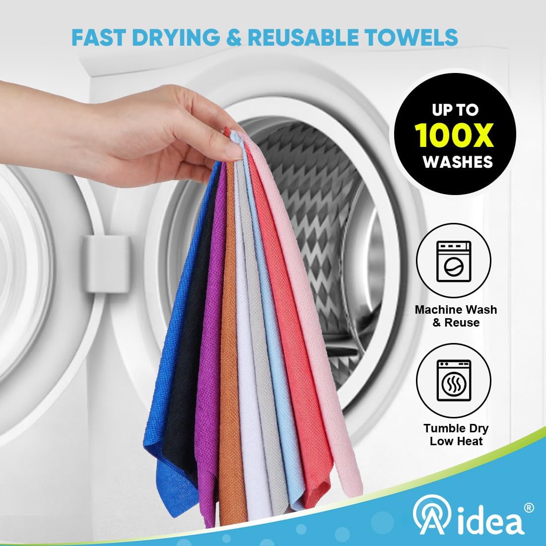 AIDEA Microfiber Cleaning Cloth Roll, 50PK, Reusable Paper Towels Tear Away Cloth, Microfiber Towels for Cars, Lint Free Cleaning Rags for House, Kitchen, Window, 11.5"×11.5", Purple
