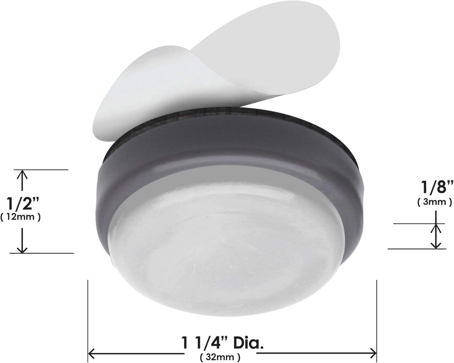 GorillaGlides CB323 1-1/4 Inch Furniture Sliders/Chair Glide Floor Protectors (Set of 8 Glides) Self-Adhesive Screw On Furniture Glides for Low Pile Carpet and Hard Surface Flooring, Round