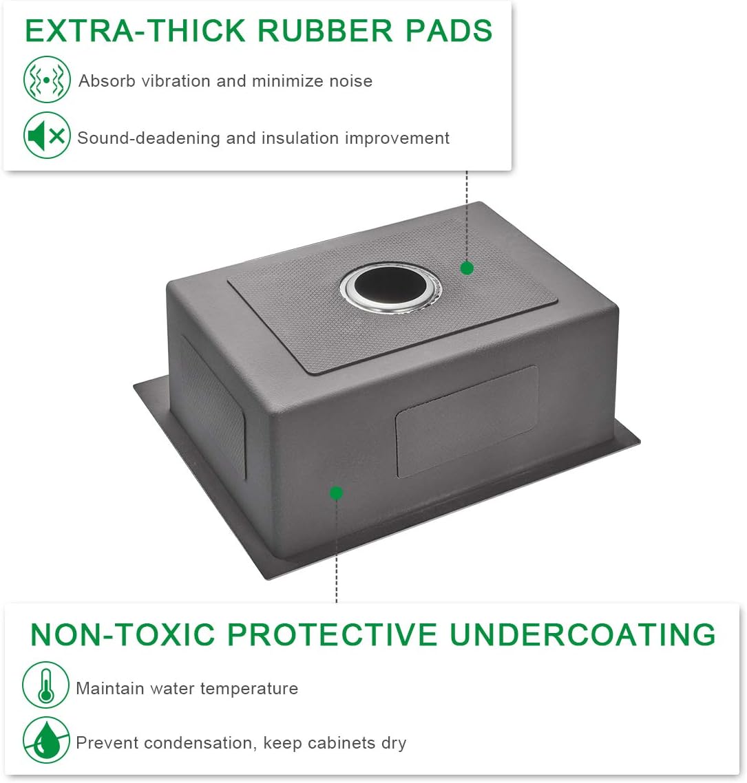 21.6x17.7 inch Drop in Kitchen Sink, Handmade 304 Stainless Steel Sink with 2 Holes, 8.6" Deep Single Bowl, R10 Tight Radius, Topmount Kitchen Sink with Basket Strainer Drain, Brushed