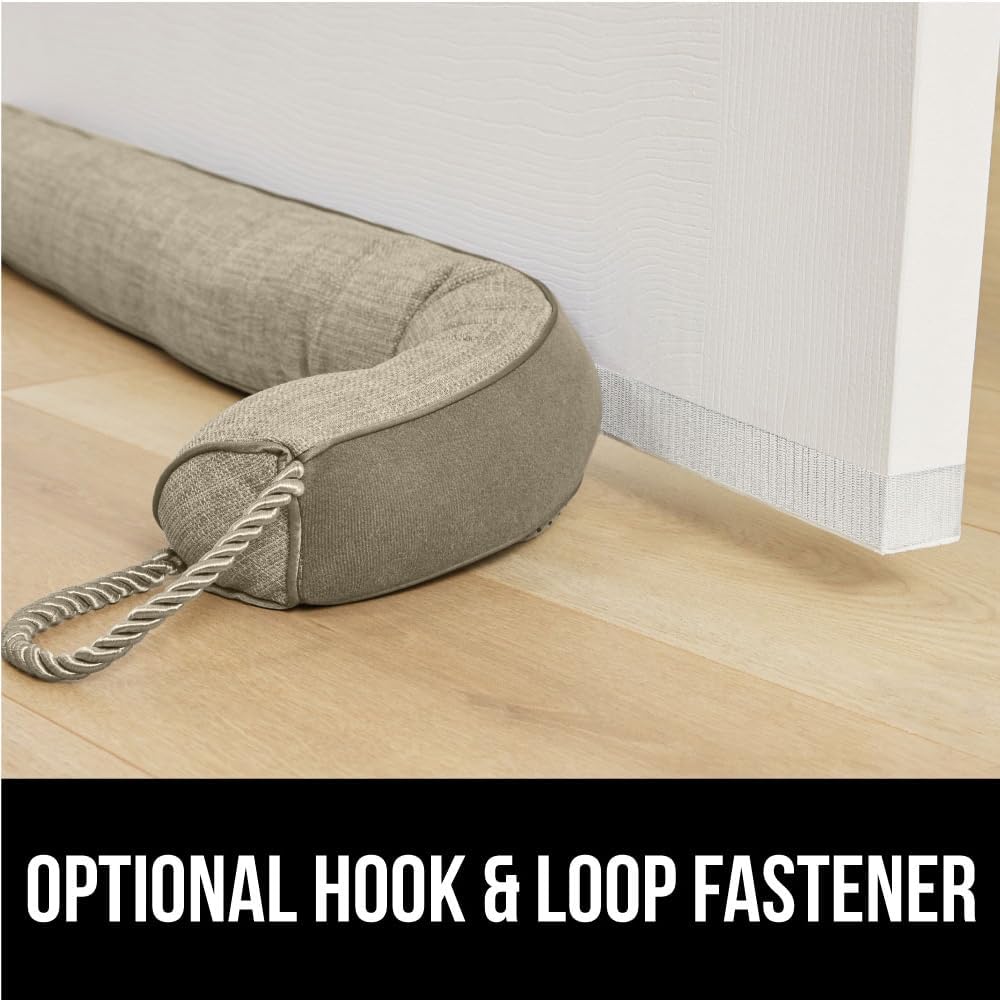 GORILLA GRIP Door Draft Stopper for Bottom of Doors, Weather Stripping Seal Blocks Hot Air, Noise, Bugs, Keeps Cold AC in, Sound Proofing Easy Install Gap Filler, Home Essentials, 32 Inch, Beige