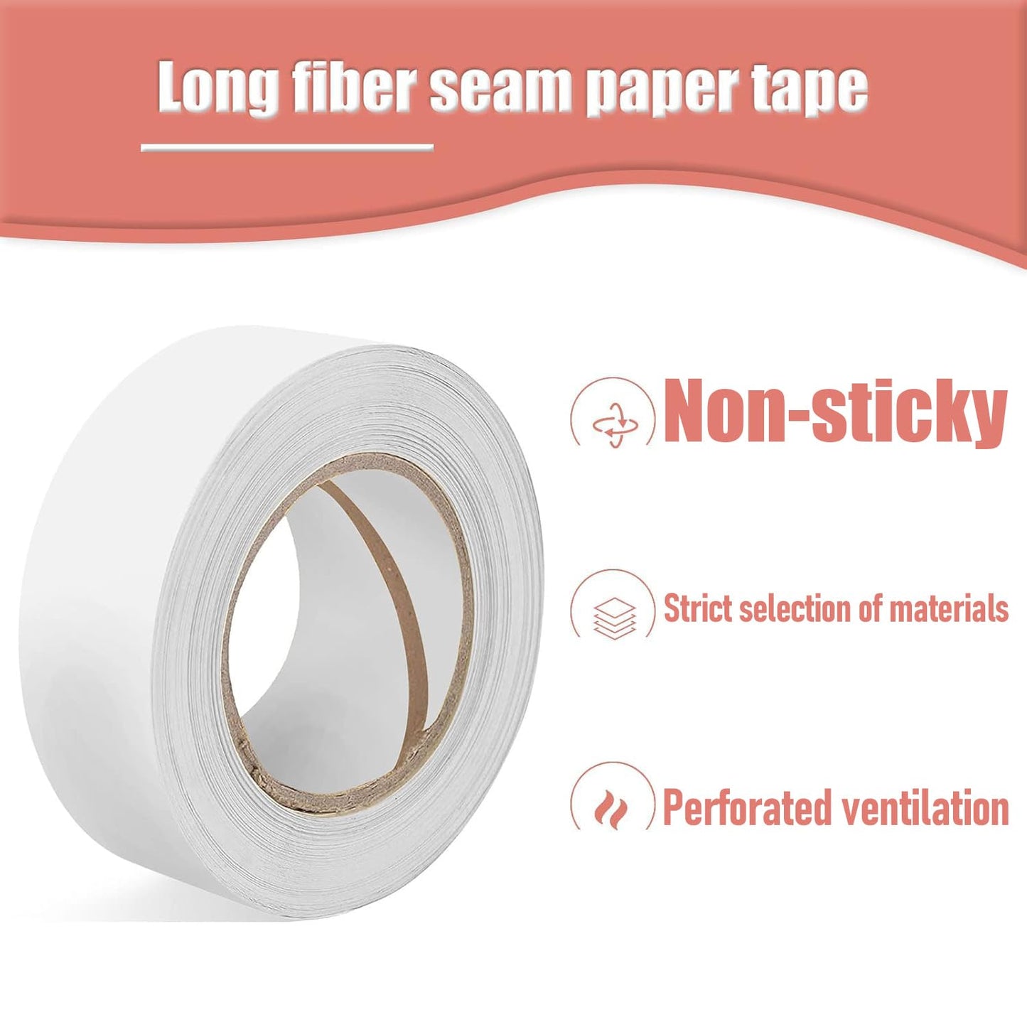 Drywall Paper Tape, 2” x 250 ft Ultra-Thin Fiber Paper Drywall Joint Tape for Seam Patch for Wall Sheetrock Ceiling Crack, White