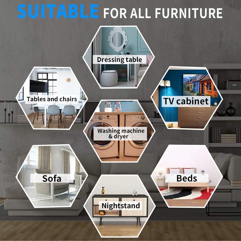 Furniture Sliders, Multi-Surface Furniture Movers Sliders for Carpet and Hardwood Floors, 4 Pack 3 1/2" Moving Pads and 4 Hardwood Socks, Slide Furniture on Any Surface Easily!