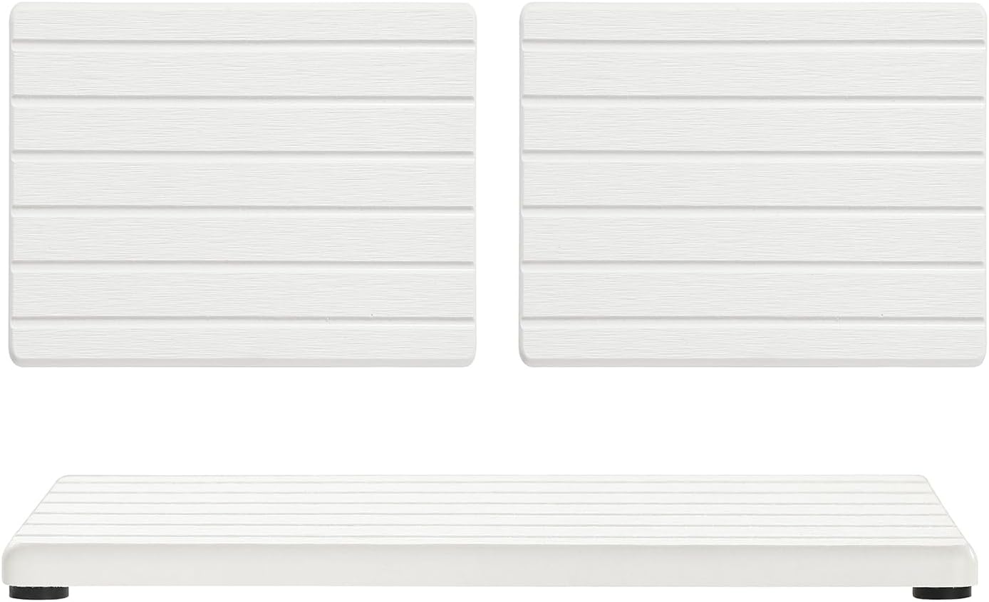 3 Pack Diatomite Stone Sink Tray, Water Absorbing Mat for Kitchen & Bathroom Counter, Quick Dry Soap Dish Makeup Vanity Caddy,Sponge Holder Organizer, White - 2pcs of 8"x 3.8" and 1pc of 3.8"x 3.8"