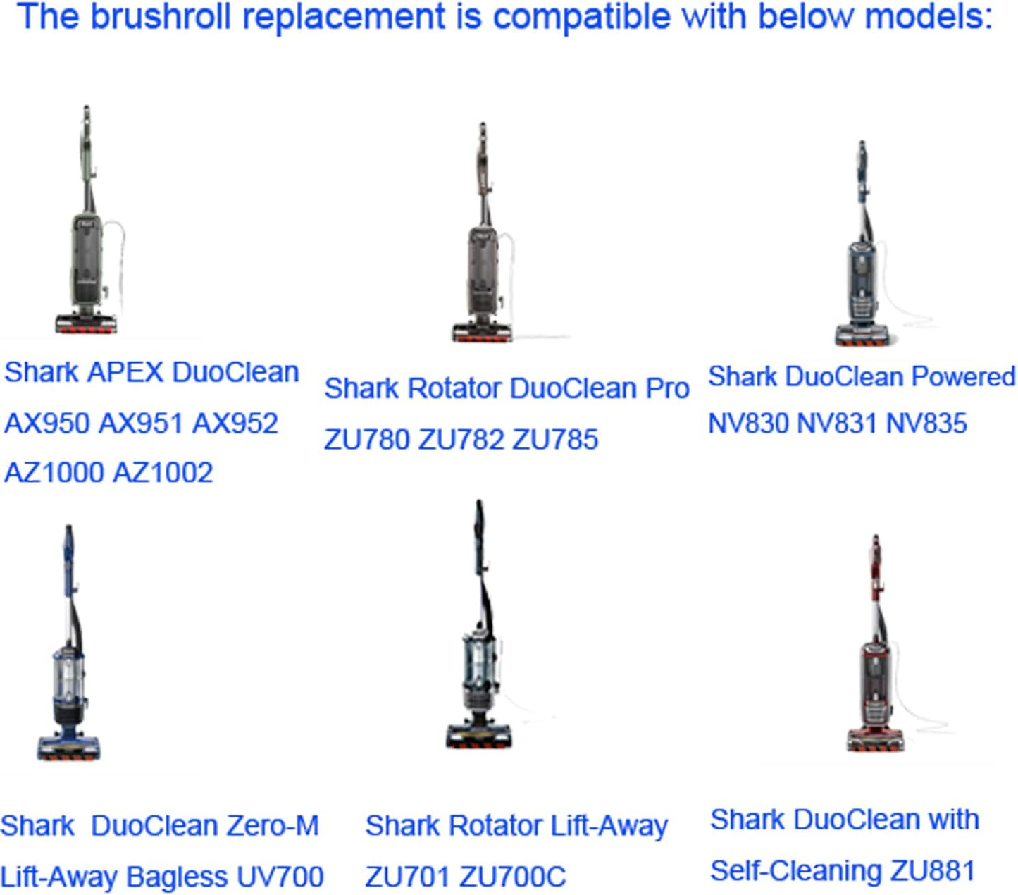 2PK Brushroll Replacement Compatible with Shark Apex AX950 AX951 AX952 AZ1000 AZ1002 & Duoclean NV830 NV831 NV835 UV700 ZU700C ZU701 ZU780 ZU782 ZU785 ZU881, Part # 1173FT950 & 1395FC831