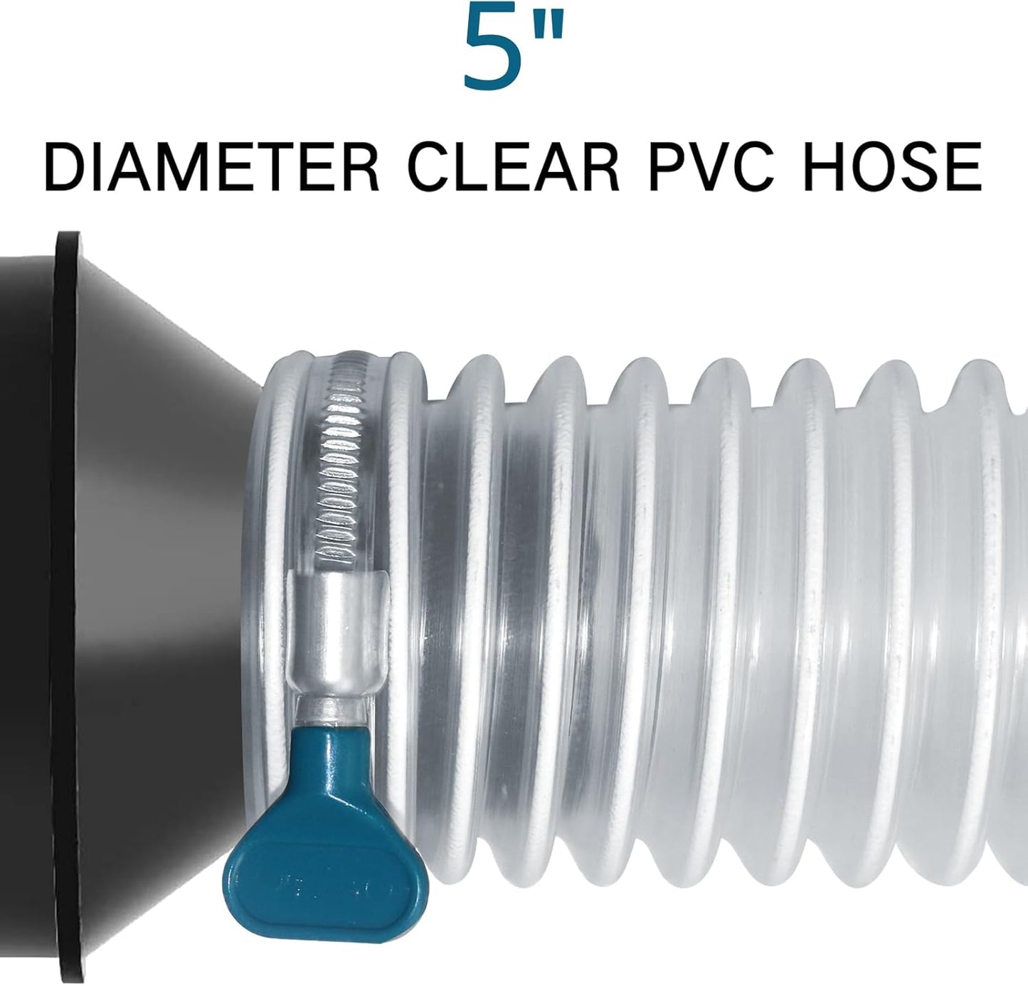 5" x 10' PVC Dust Collection Hose, Flexible Heavy PVC Fume Collection Hose with Carbon Steel Wire Coil, Puncture Resistant Clear PVC Fume Collection Hose for Dust Collectors