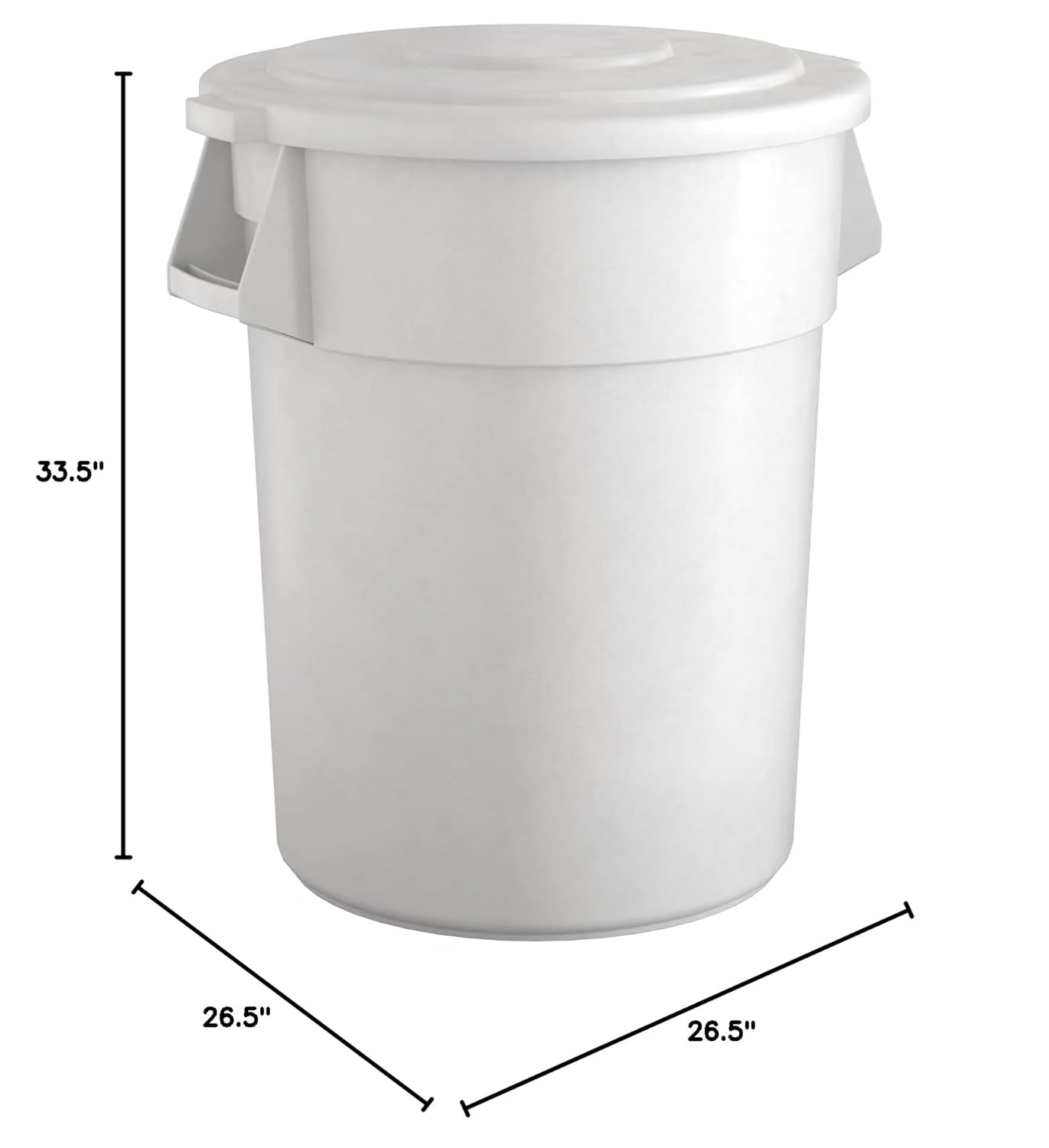 55 Gallon White Round Commercial Trash Can with Lid
