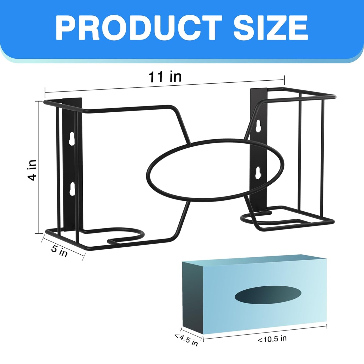 Glove Box Holder for Wall Mount, Disposable Glove Dispenser, Metal Box Organizer for Rubber Latex Gloves Facial Tissue