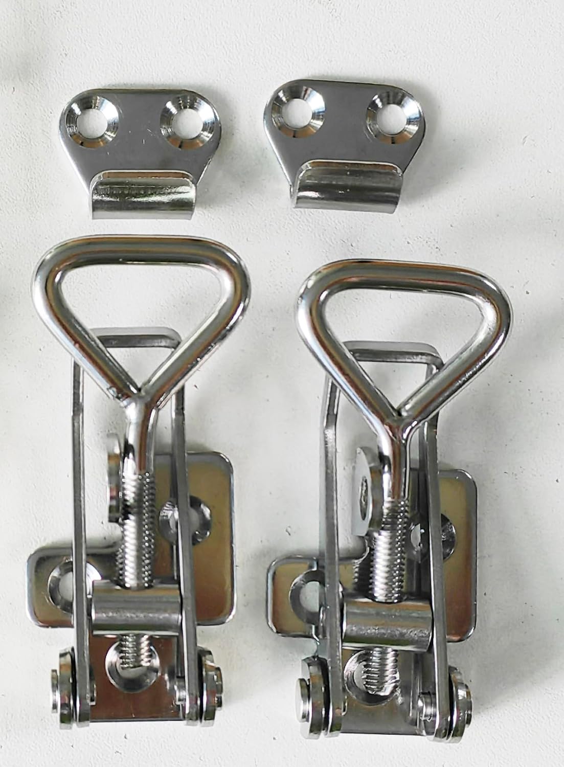 Adjustable Latch Buckle Cabinet Boxes Lever Handle Toggle Catch Latch Lock,Silver,Adjustable Range:75-95mm,2 Pcs