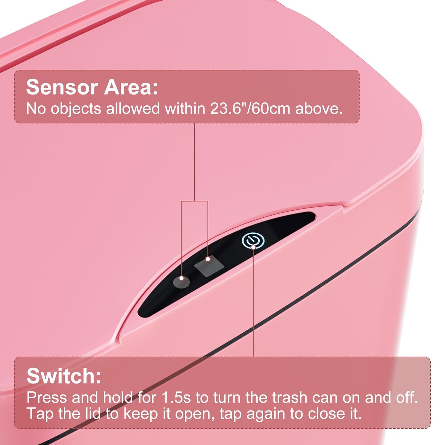 2 Pack 2.7 Gal Bathroom Trash Can with Lid, Automatic Trash Can Small Smart Garbage Can Touchless, Slim Motion Sensor Waterproof Plastic Trash Bins for Bedroom Office Kitchen Toilet Pink