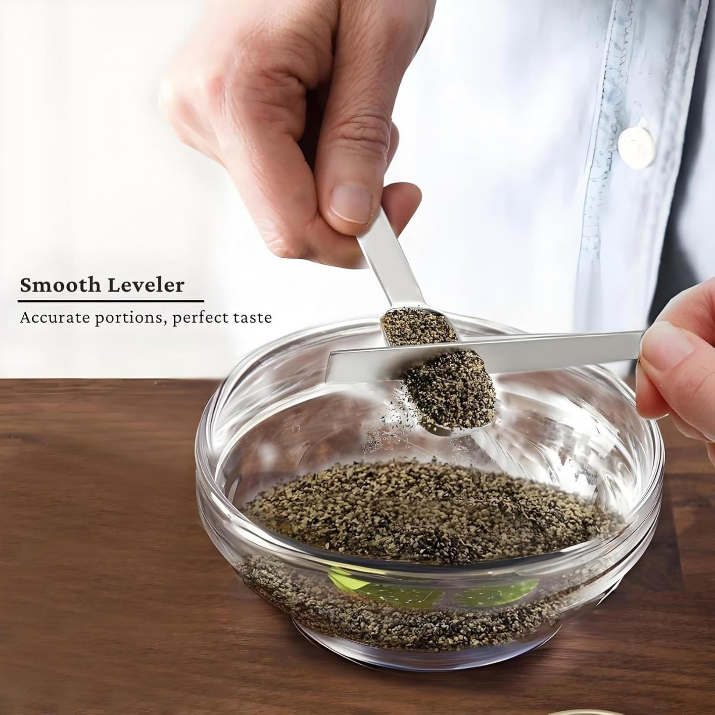 9 Pcs Measuring Spoons Set with Leveler, Metal Teaspoon & Tablespoon Measuring Spoons for Cooking & Baking, Fits in Spice Jars, Kitchen Gadgets for Dry & Liquid Ingredients