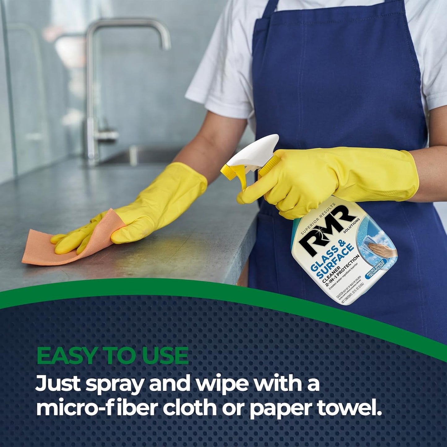 RMR Shower Spray, 2-in-1 Glass and Surface Cleaner Plus Repellent, Streak-Free Multi-Surface Treatment for Window, Car, and More, 30-Fluid Ounce Spray Bottle