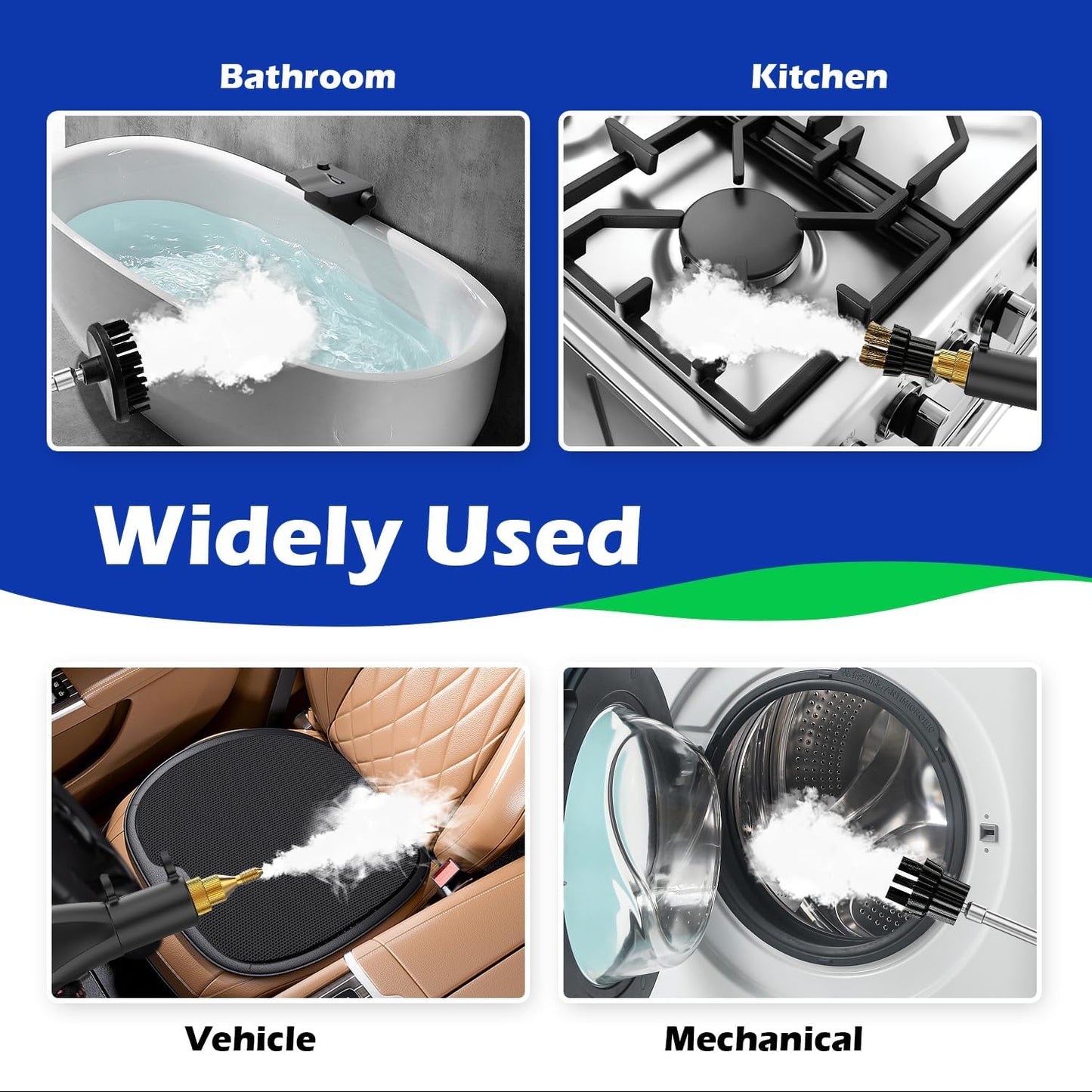 Handheld Steam Cleaner,2500W High Temperature High Pressure Steam Cleaner with 3 Brush Heads, Portable Steam Cleaner with 1.5L Tank For Car Detailing Kitchen Bathroom Floors