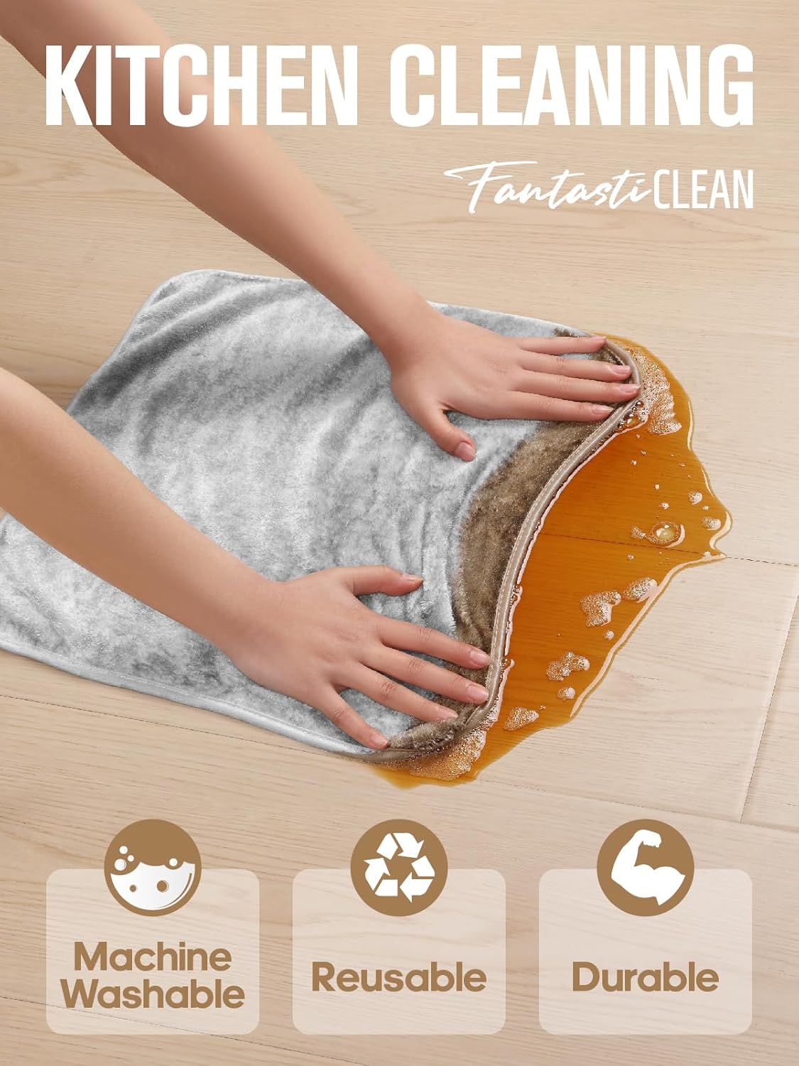 Fantasticlean Microfiber Car Detailing Towels, Car Drying Towel with Edge, Plush, Coral Fleece, 700GSM, 16" x 16", 12 Pack, Scratch-Free, Ultra Absorbent, Car RV Boat Home Cleaning (Grey and Camel)