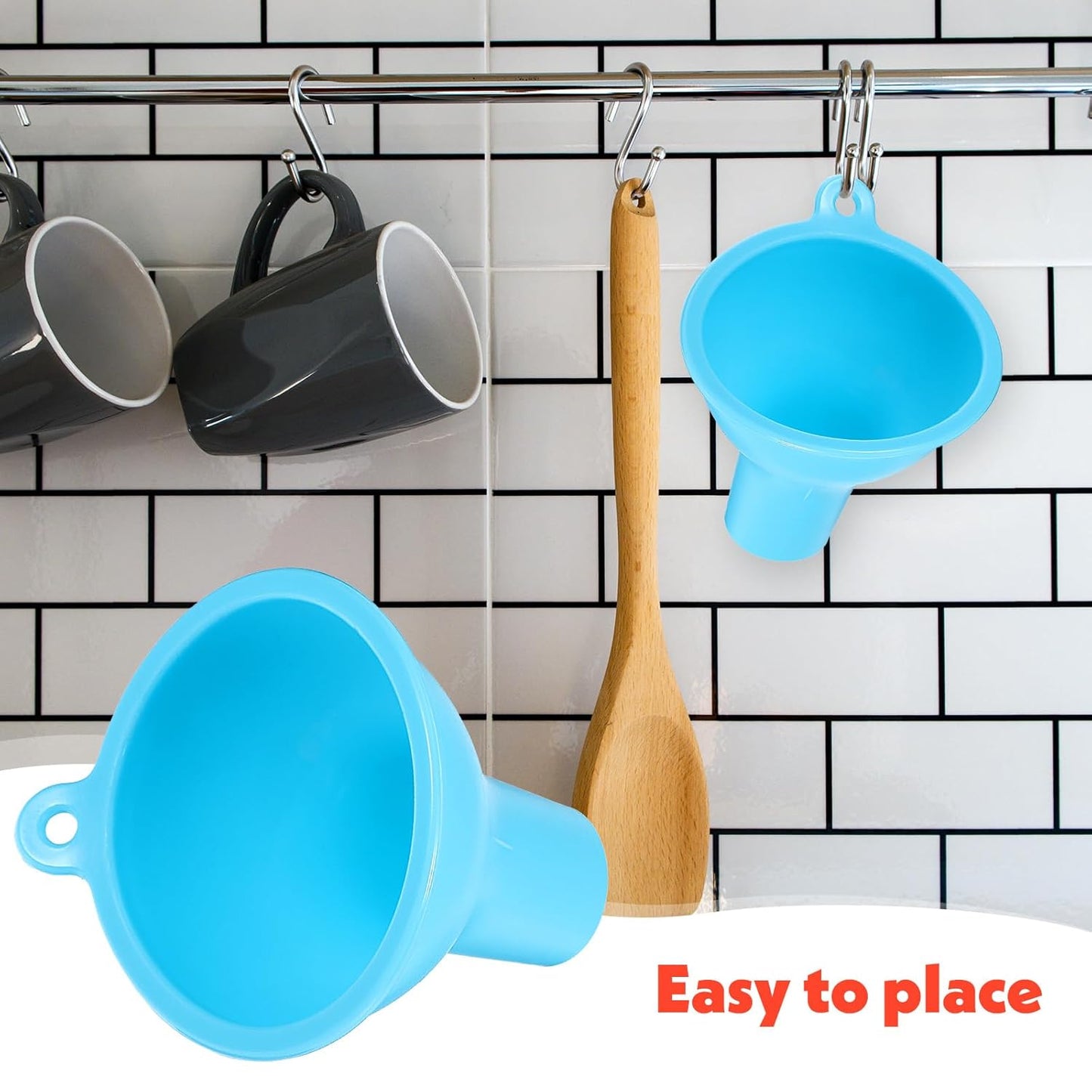 4Pcs Funnels for Kitchen Use Filling Bottles Silicone Funnel Wide Mouth Funnel Multi Color Flexible Condiment Funnel Kitchen Gadgets Accessories for Filling Water Bottle Liquid Transfer