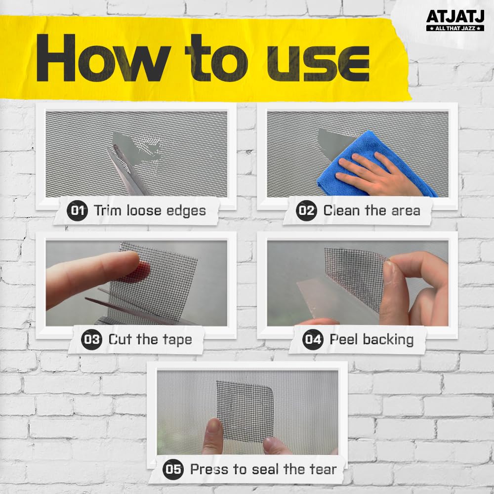 2in x 30ft (360in) Window Screen Repair Tape, Screen Door Replacement Kit, Mosquito Net Repair Tape, Window Net Screen Patch, Mesh Tape for Drywall Repair, Screen Patches for Ripped Screen, Black