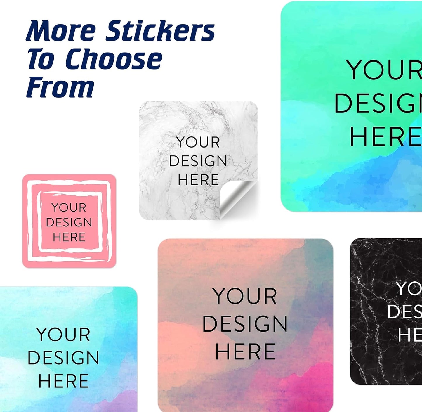 100 Custom Vinyl Stickers - Upload Your own Image, Text, Design, Logo - Personalized Logo Labels for Handmade, Packaging, Bottle, Jars, Candle, Brand Stickers (Silver Marble, 1.5x1.5 Square)
