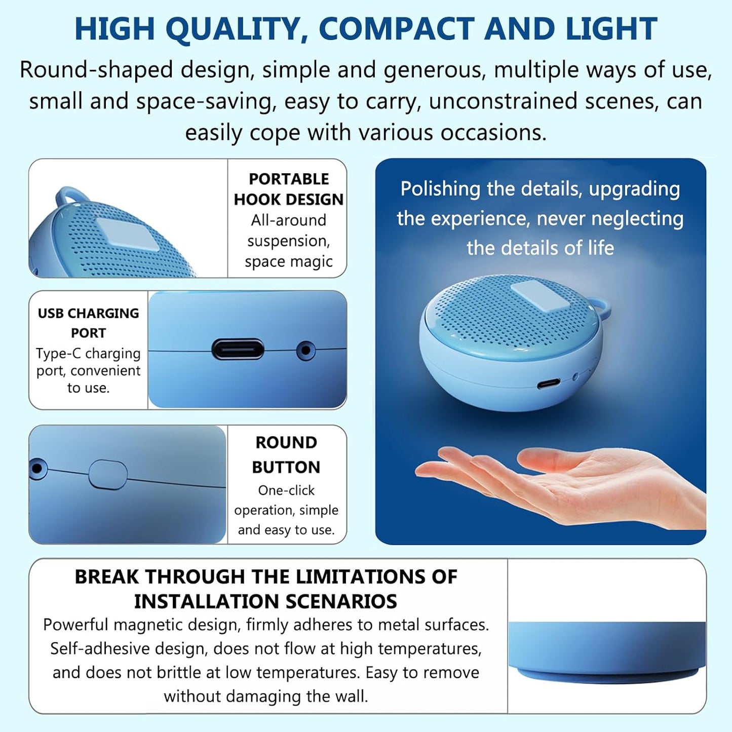 Refrigerator Deodorizer, Fridge Odor Absorber, Mini USB Rechargeable Ozone Odor Eliminator, Reusable for Fridge, Car, Closet, Wardrobe (Blue)