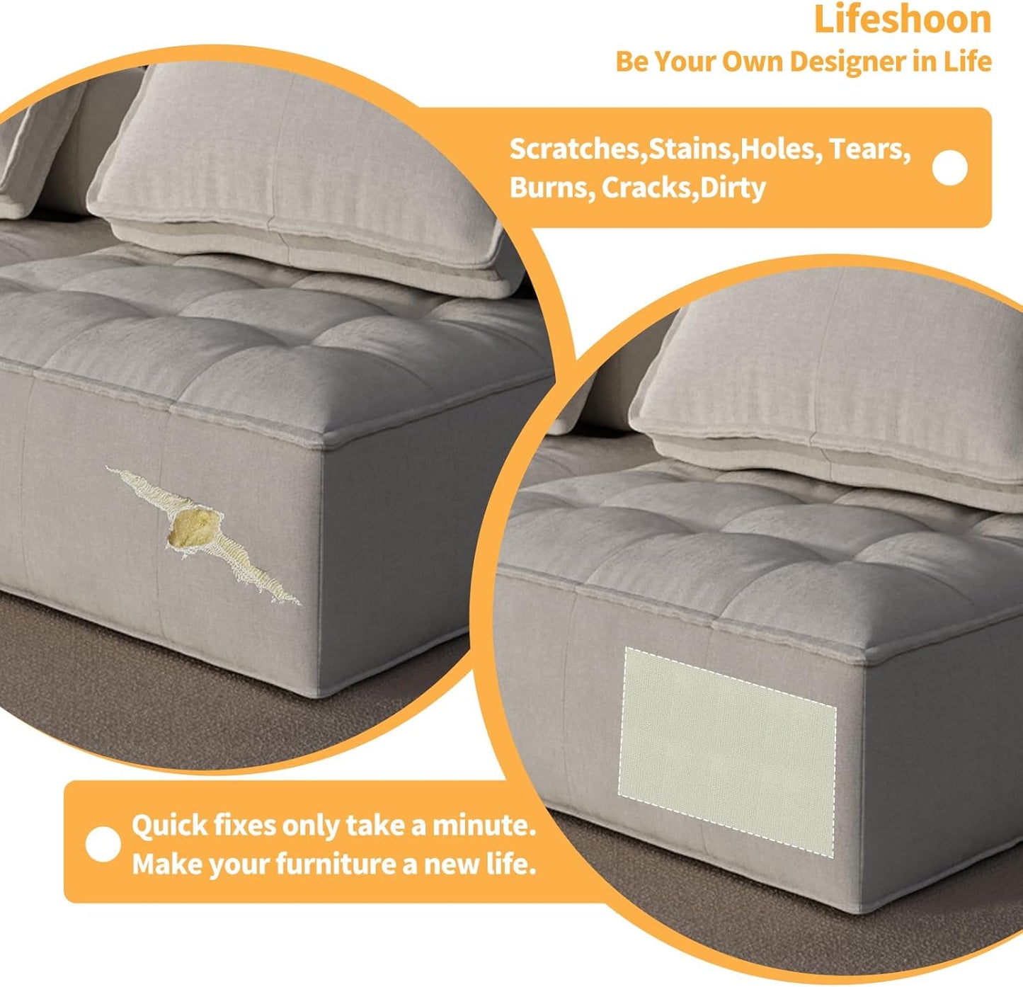 Fabric Repair Patches, 17X158 Inch Canvas Self-Adhesive Fabric Patches Tape Durable, DIY Large Canvas Repair for Sofa, Couches, Furniture, Chair, Clothing (17X158 Inch, Beige)