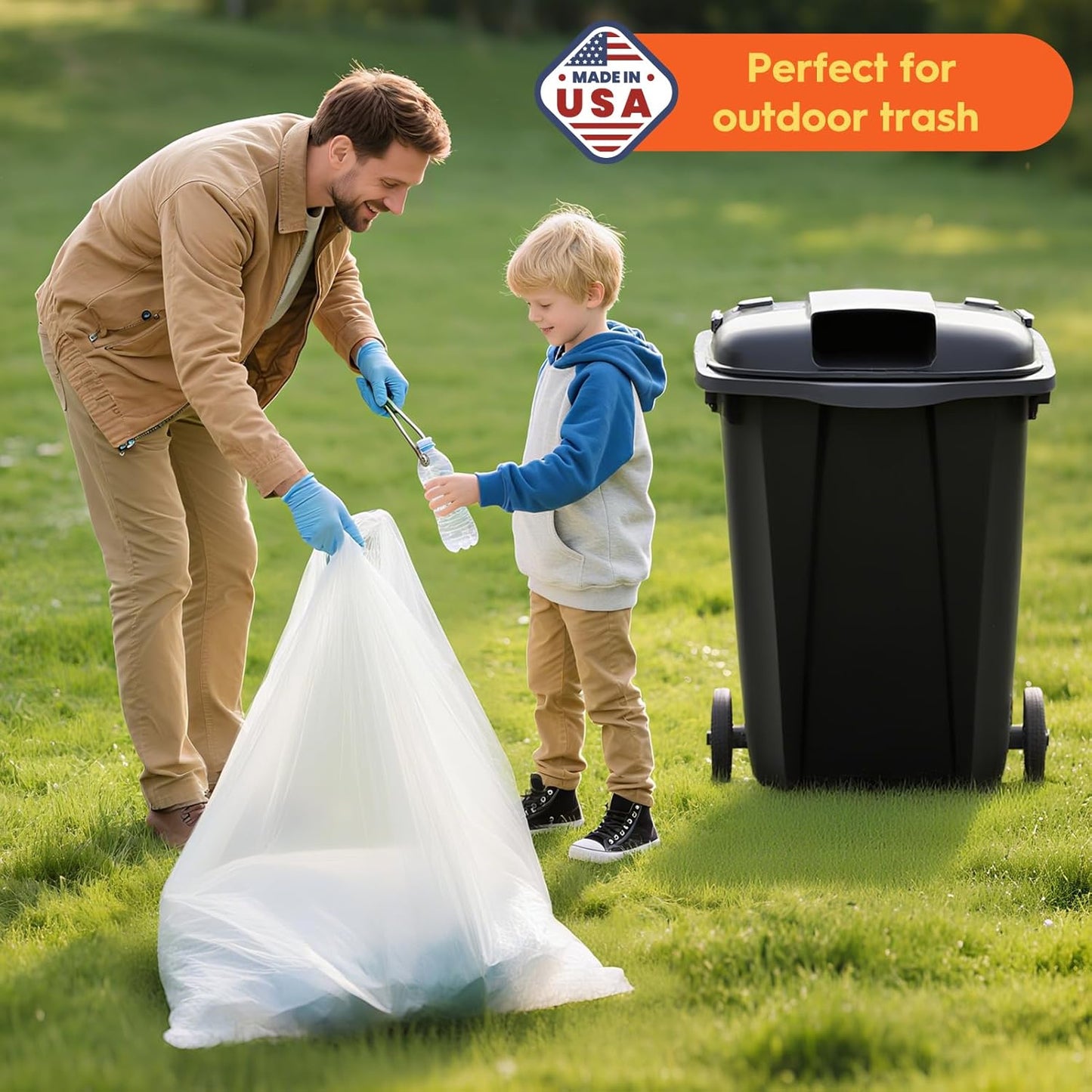 DELXO 30-33 Gallon Trash Bags, 250 Count Heavy Duty Large Clear Garbage Bags, Thick Durable and Puncture-Resistant Plastic Bags for Kitchens, Yards & Offices, Made in USA