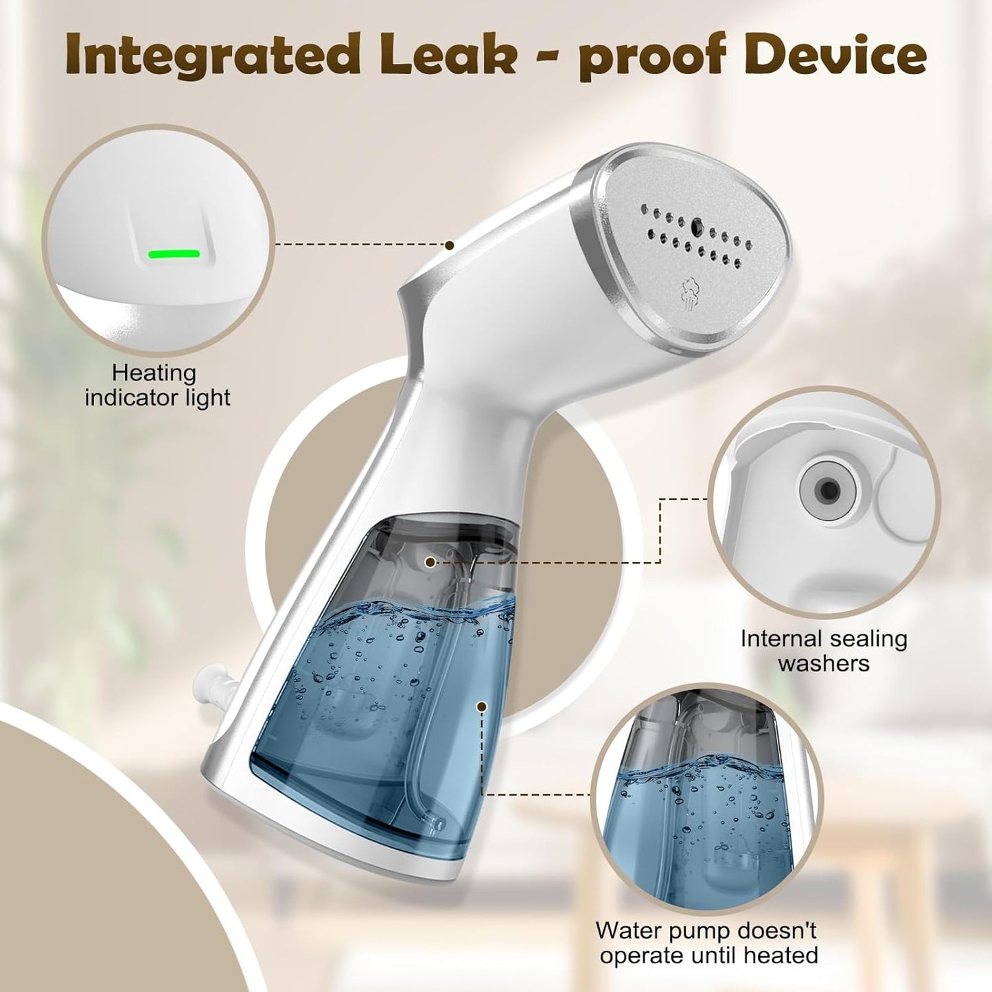 Portable Steamer for Clothes, 20s Fast-Heat Handheld Garment Steamer with Leak-Proof Tech, Large-Capacity Iron for Travel, Home & Dorm