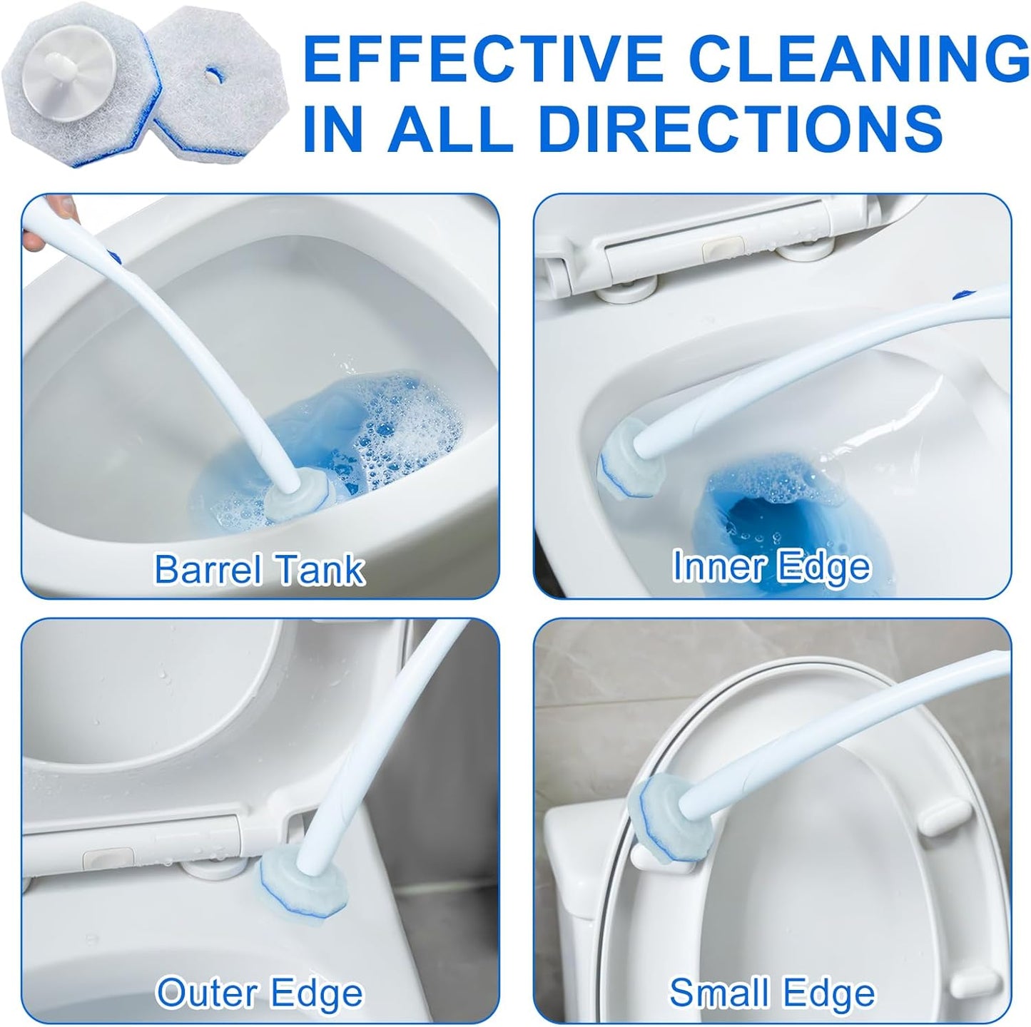 60pcs Disposable Toilet Wand Refills,Replacement Brush Heads Compatible With Most Toilet Wand Refill System,Upgrade Fiber Cleaner Heads for Closestool Cleaning.(not included brush rod)