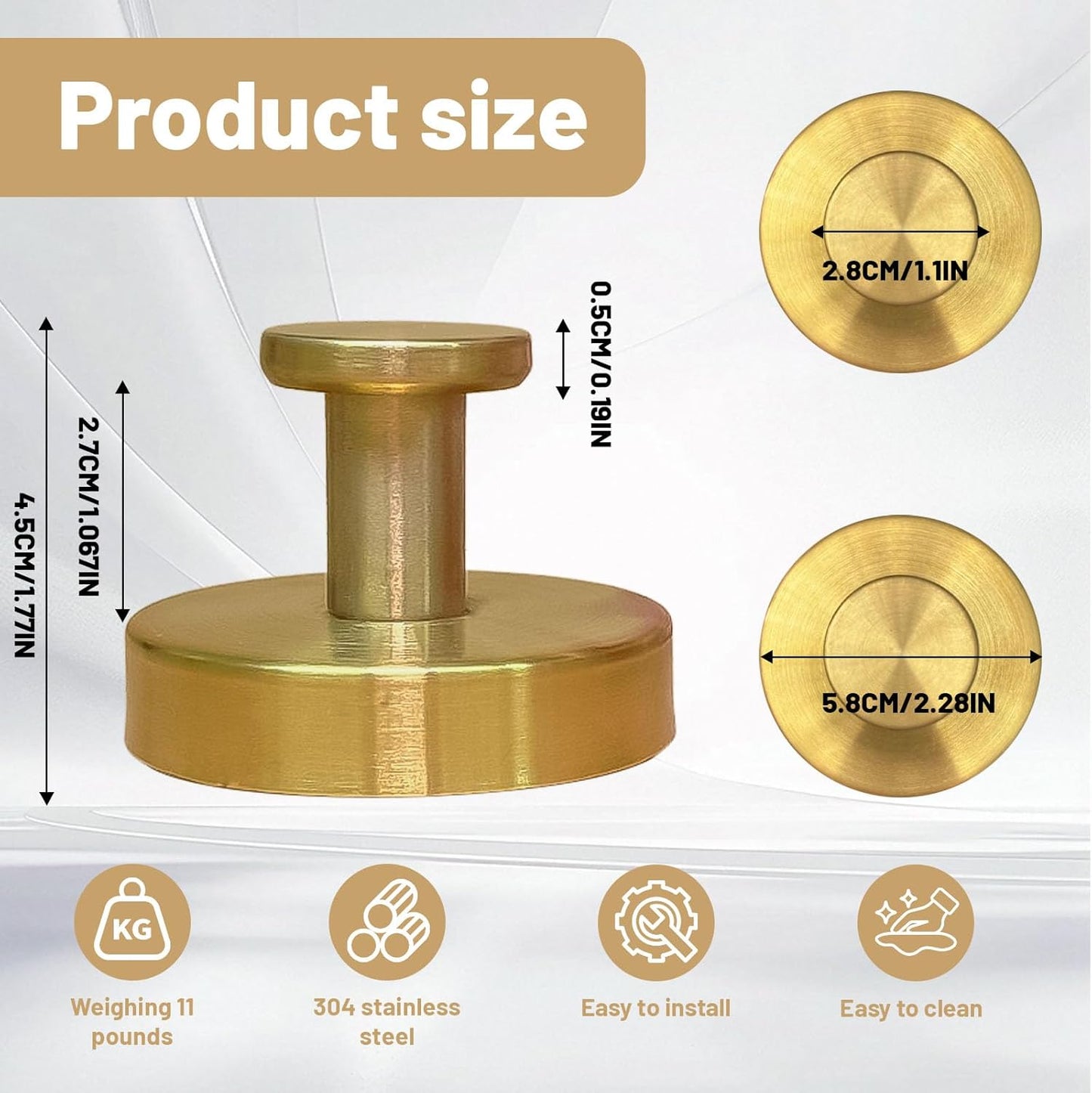 4 Pcs Suction Cup Hooks for Shower,Removable Hooks,Towel Hook,Suction Hook for Bathroom, Bedroom, Glass Window (Gold)