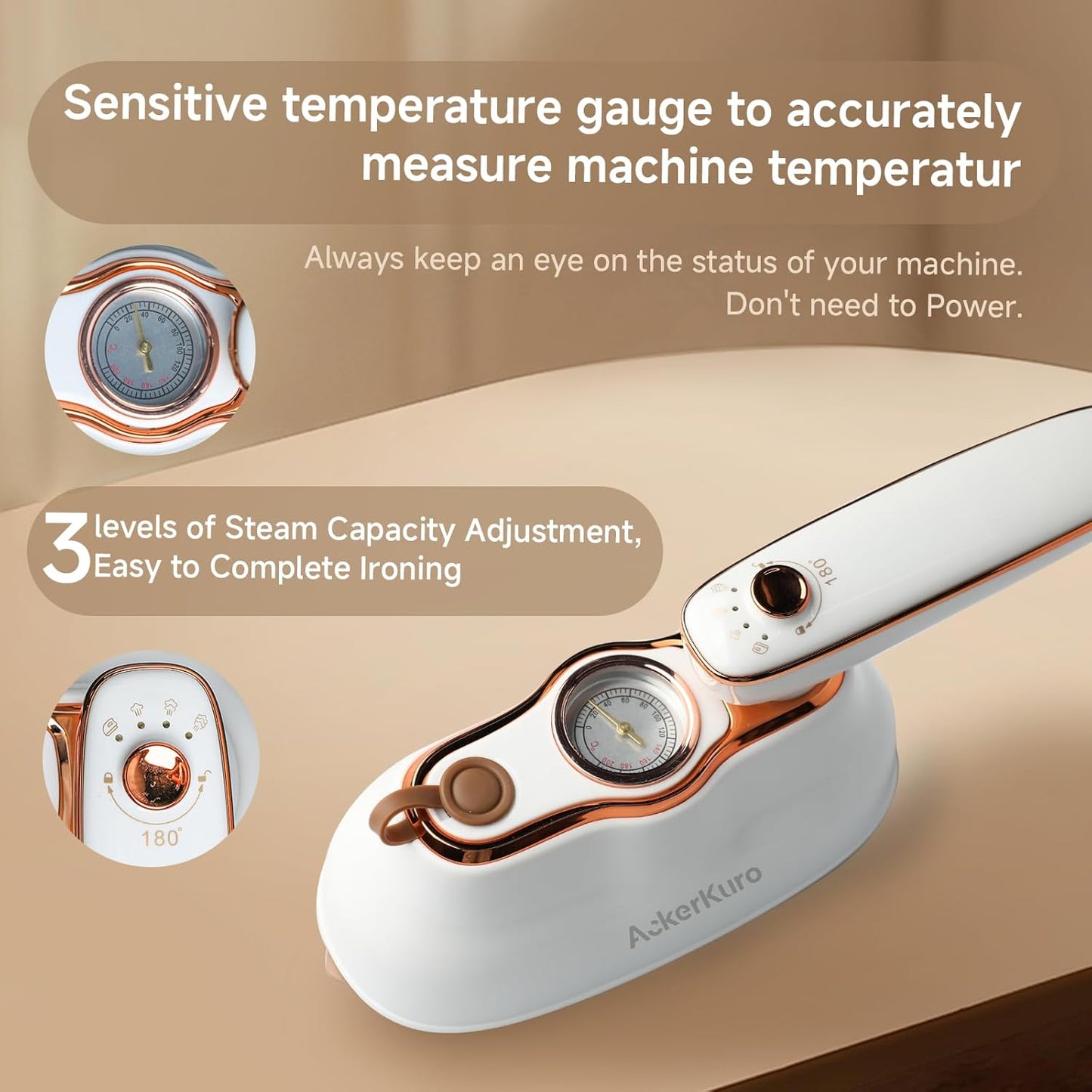 Travel Steamer for Clothes,1200W Portable Handheld Mini Garment Steamers,Steamer & Iron 2 In 1,Large Ceramic Heat Panel,200ml Water Tank,20s Heat Up,White,110V-120V