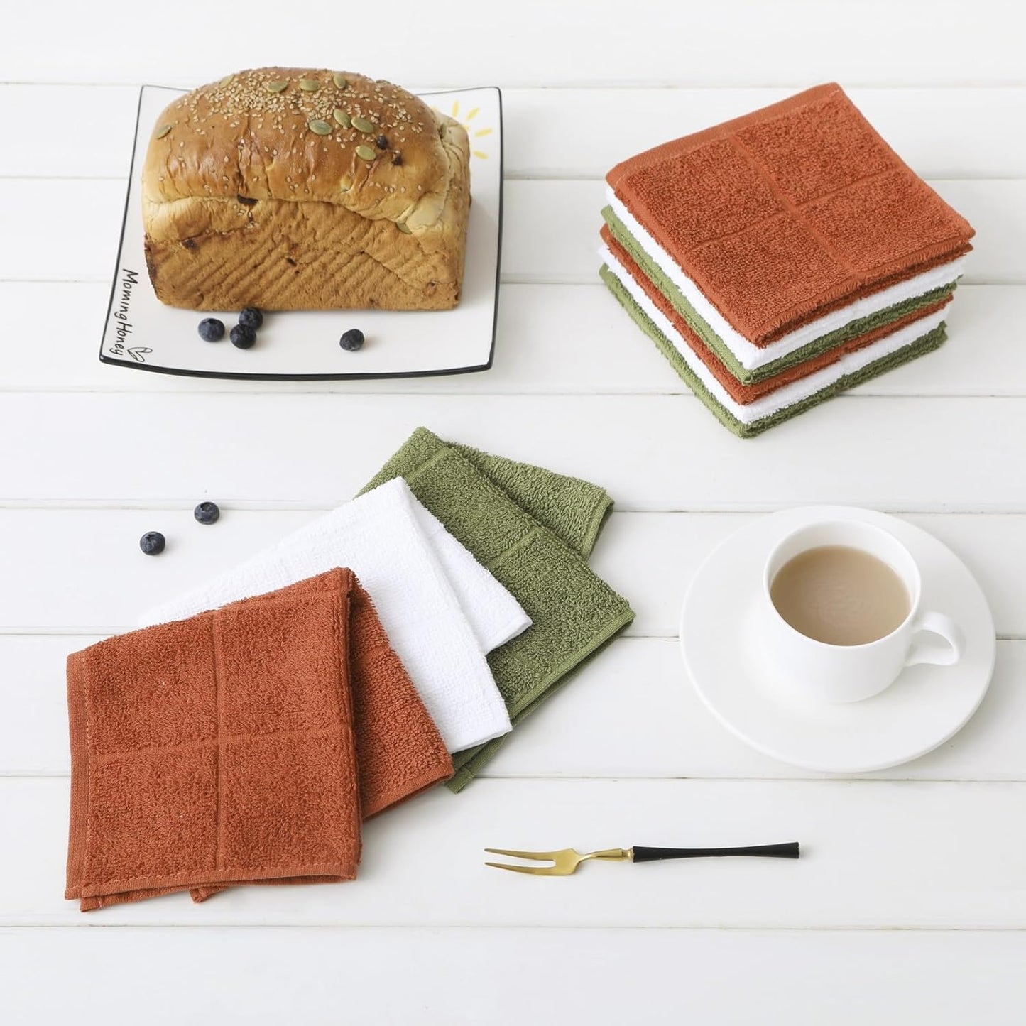 Glynniss Kitchen Dish Cloths Highly Absorbent Dish Rags 100% Cotton Wash Cloths for Washing Dishes (Rust, 50)