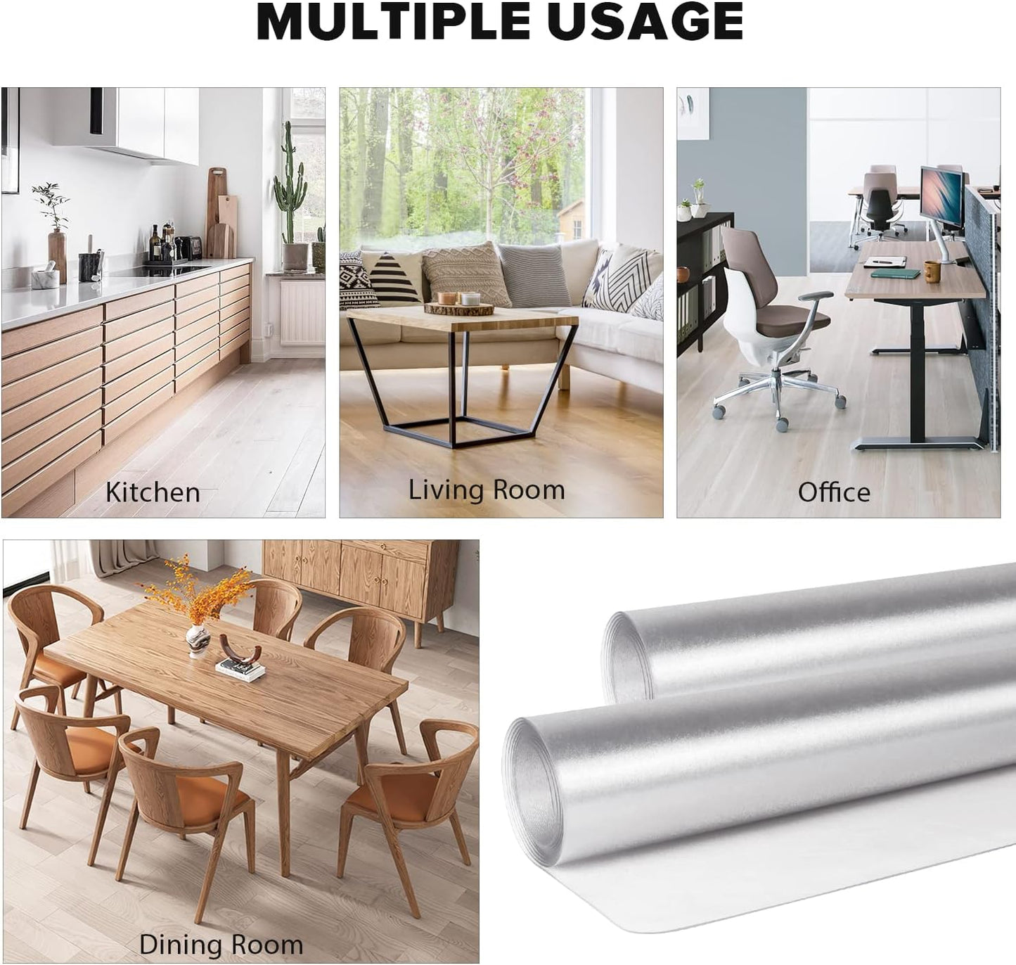 Floor Mats for Home, 5'×7' Clear Area Rug for Dining Room, Durable Non-Slip Hard Floor Living Room Rug, PVC Waterproof Rolling Chair Protector for Kitchen, Bedroom, High Traffic Areas