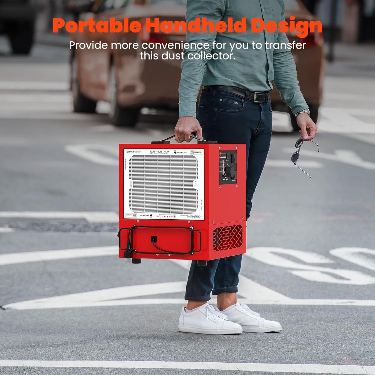 Abestorm Tabletop Dust Collector for Woodworking, Portable Double-sided Intake Air Filtration Systems, Movable Air Filter with Built-in Ionizer, Timer Function, Ideal for Garage Works Shop