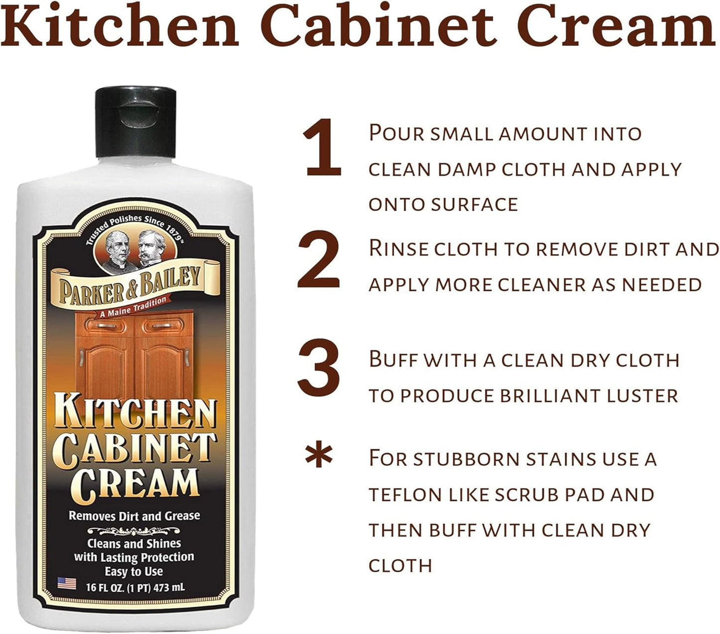 Parker and Bailey Kitchen Cabinet Cream-Wood Cleaner-Grease Remover 16 oz (3)