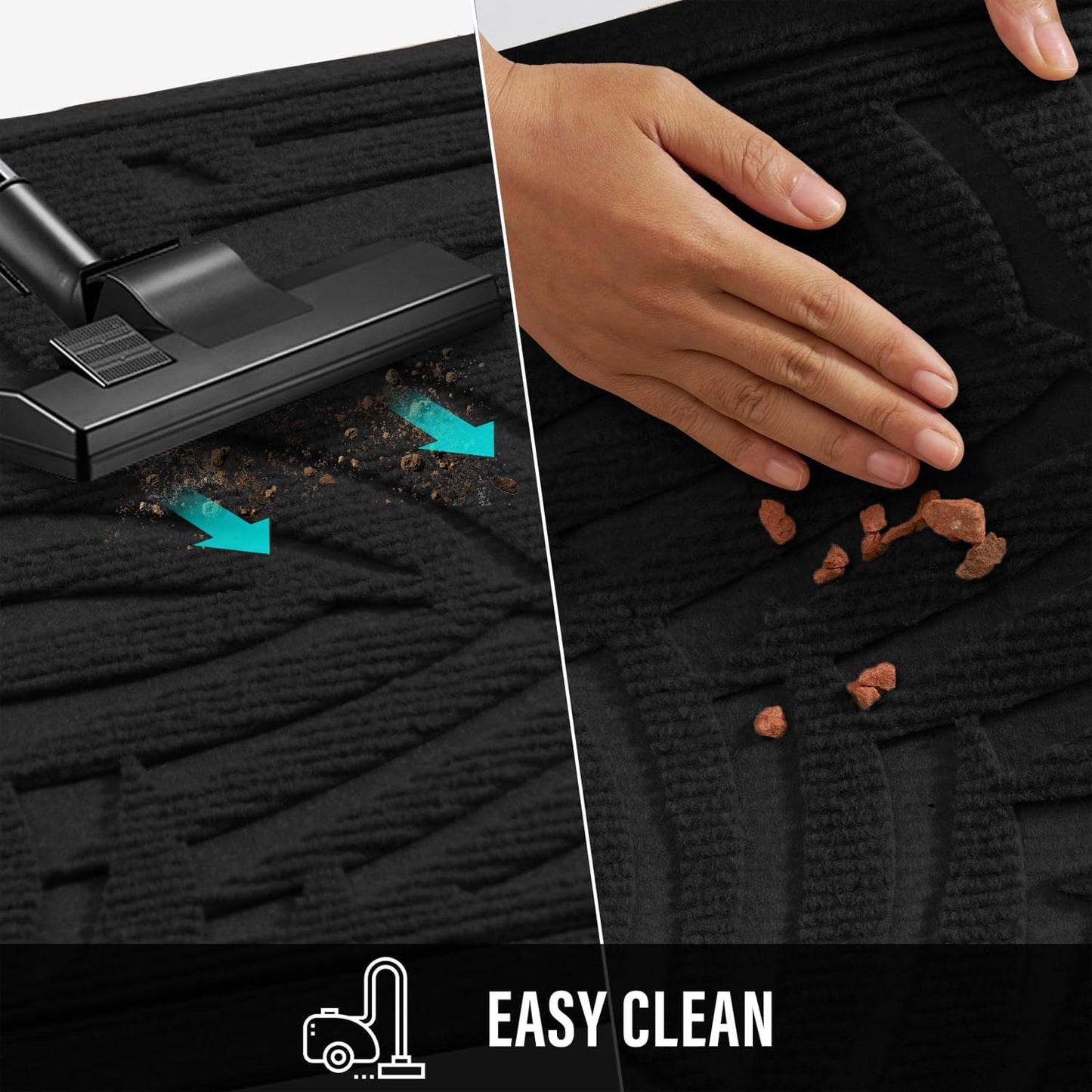 Front Door Mat, Absorbent Resist Dirt Welcome Door Mat Indoor Outdoor, Waterproof Doormat, Sturdy Non Slip Backing, Fade Resistant, Low Profile Entry Mat for Entryway, 36×24, Black