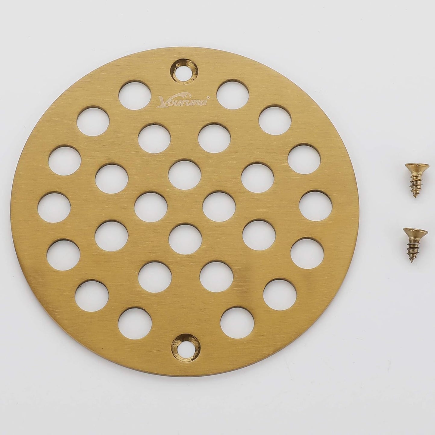 4-Inch Screw-in Shower Strainer Drain Cover Replacement Floor Strainer (Brushed Gold)