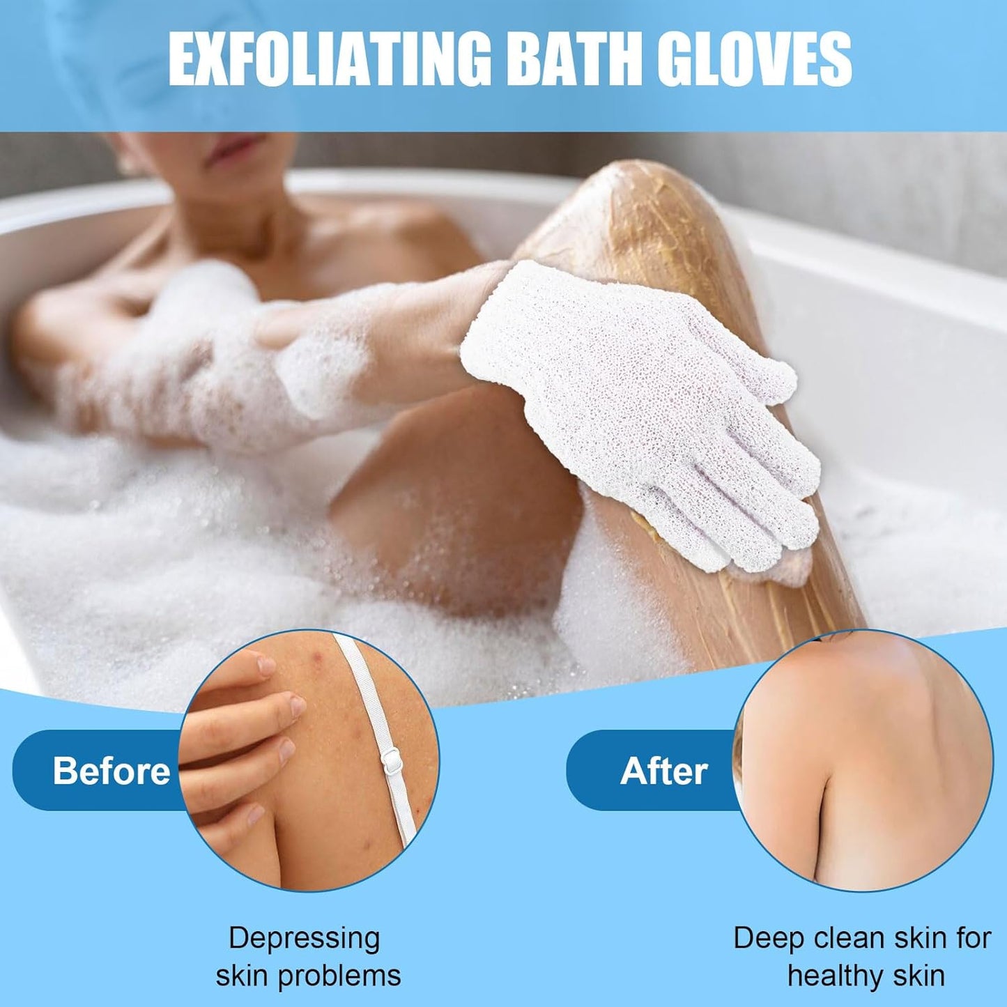 60Pcs Exfoliating Gloves Bulk, Scrub Gloves Exfoliating Body Scrubber Glove Exfoliator for Body Scrub Mitt, Bath Gloves for Shower Exfoliating Shower Glove for Women Bathing Accessories(White)