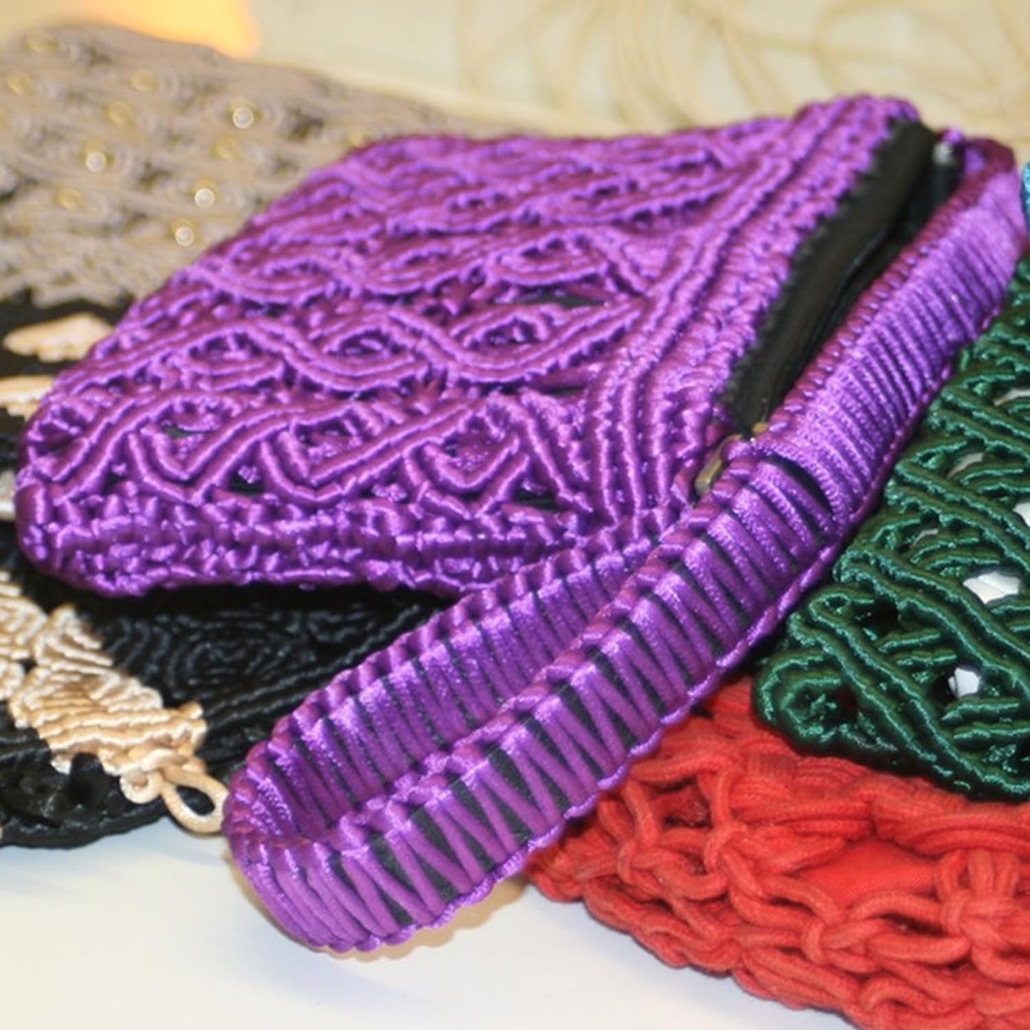 6 PCS Silk Rope Set - 32 Feet Long Nylon Proof Rope Cord and Soft Braided Ropes Black & Purple, Skin Friendly for Crafts, Hanging, DIY Projects and More