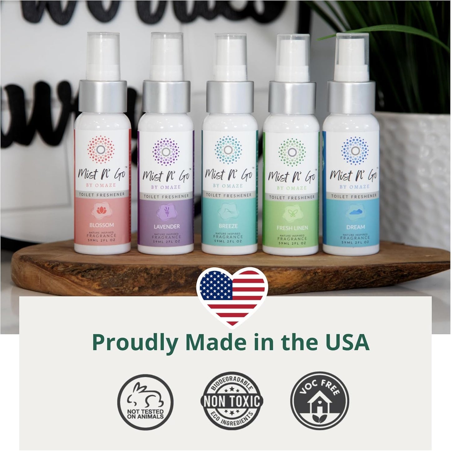 Mist N’ Go by Omaze Travel Bathroom Spray for Toilet Spray Odor Eliminator - Travel Toilet Spray for Bathroom Air Freshener Spray for Bathroom Deodorizer - Dream Regular Size (2oz x1)