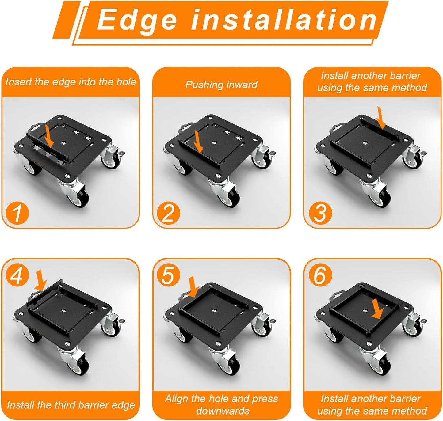 Furniture Dolly 5 Wheels Heavy Duty with Removable Side Guards,3307 Lbs Capacity,360° Rotating Wheels & Tail Brake,Furniture Movers Lifter Tool for Sofas,Beds, Appliances,–Stable,Safe,and Easy to Use