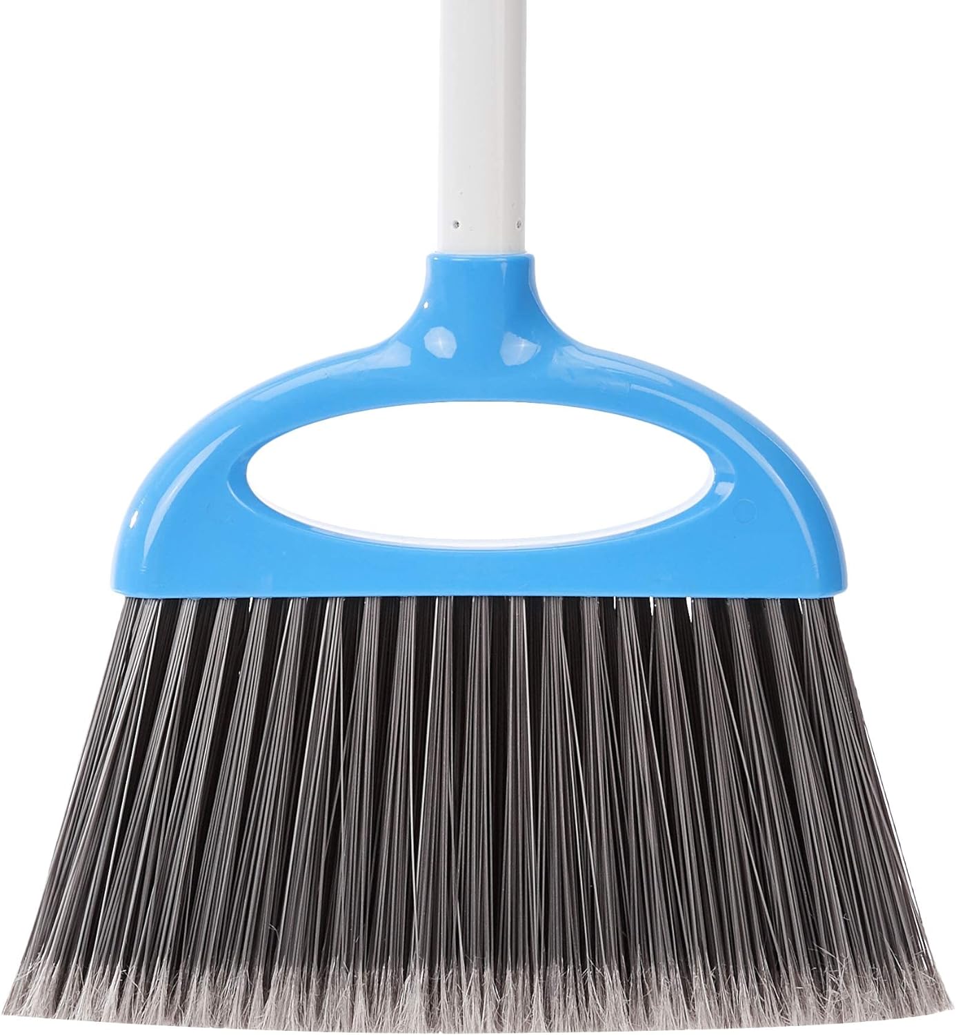 Amazon Basics Dustpan Broom Set with Easy Assembly and Long Handle, Blue and White