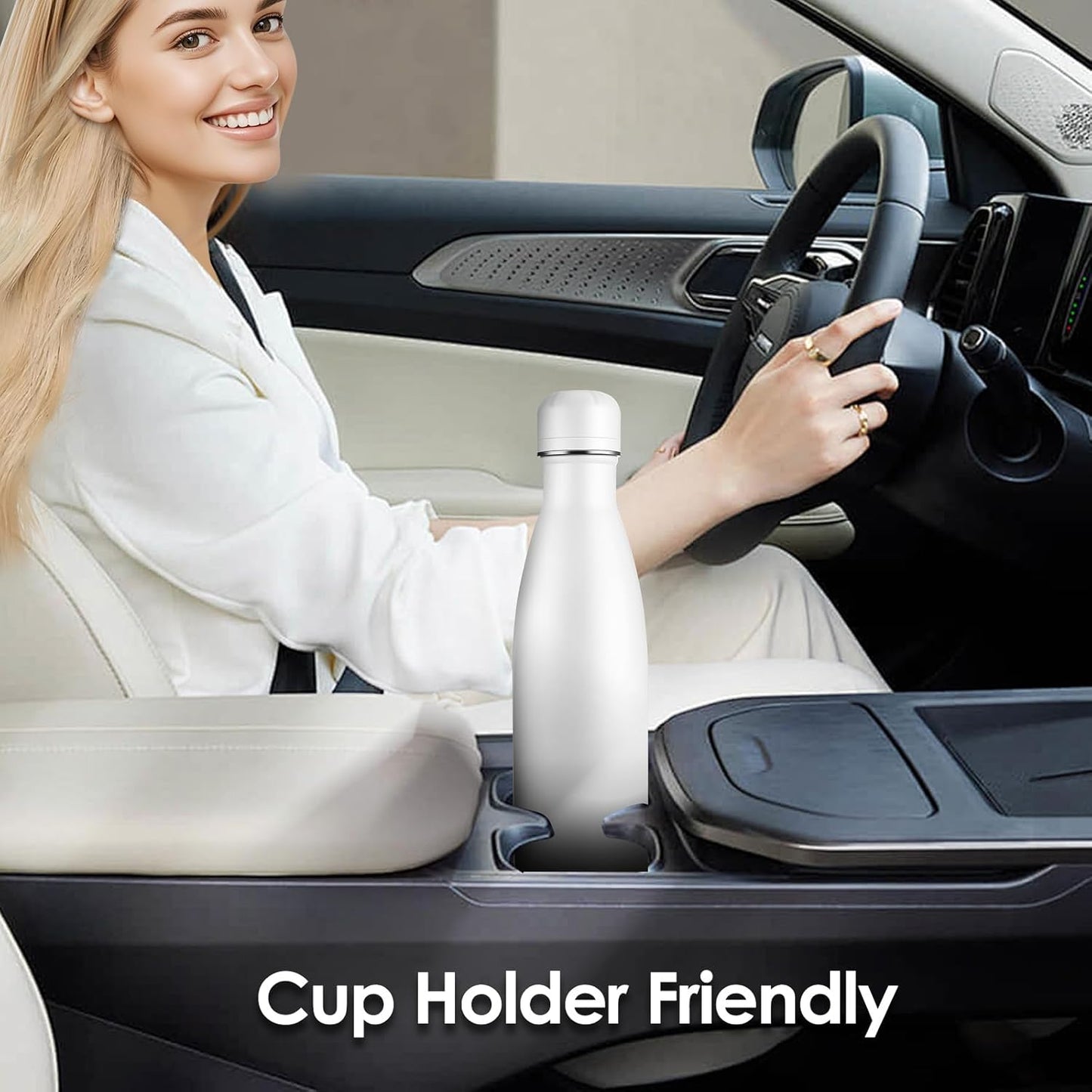 17oz Cola-Bottle Shaped Stainless Steel Leak-proof Water Bottle,Double Wall Vacuum Insulated Metal,Travel Mug For Sports Indoors & Outdoors,BPA-Free School Kids Flasks,White(1 Pack)