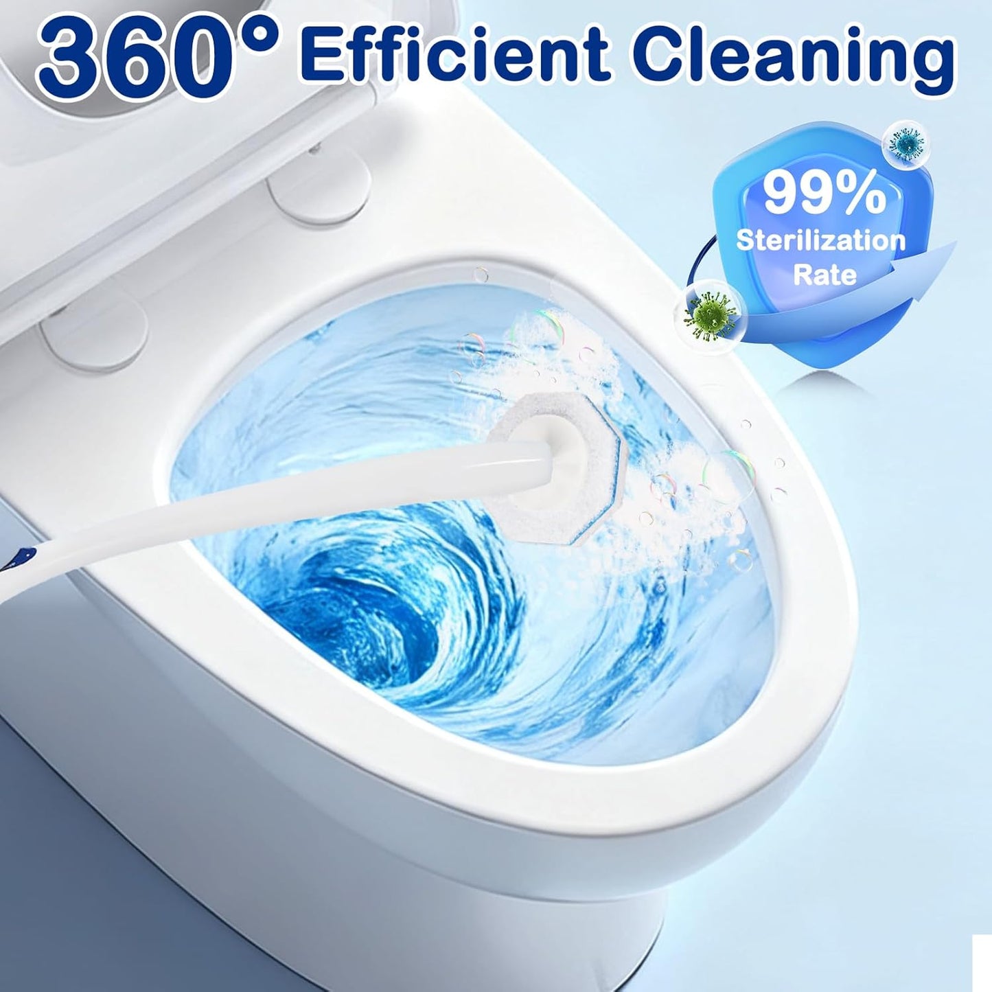 100 Count Toilet Wand Refills - Disposable Toilet Brush Refills with 5X Cleaning Power Toilet Bowl Cleaner, Replacement Heads for Toilet Cleaning, 360° Efficient Cleaning | No Falling Apart